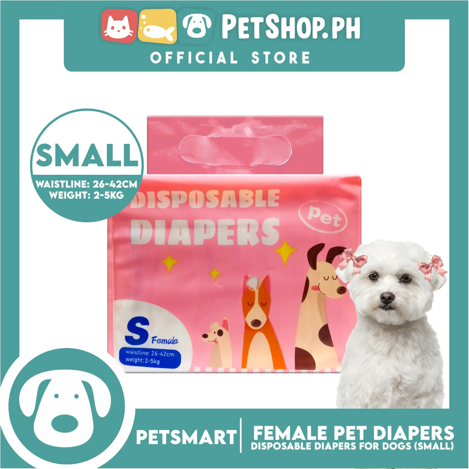 Disposable Pet Diapers for Female Dogs 2-5kg (Small)