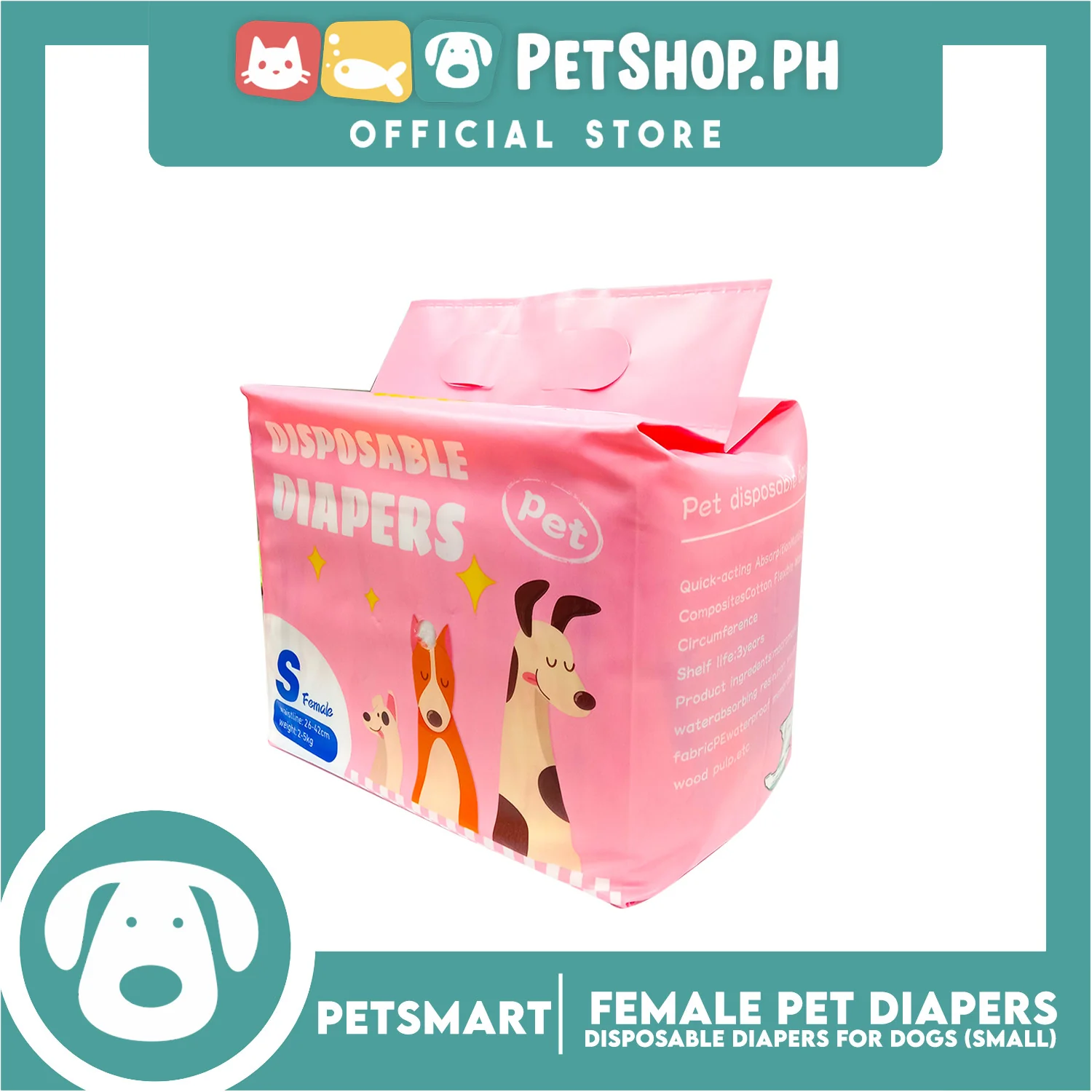 Disposable Pet Diapers for Female Dogs 2-5kg (Small) - Image 3