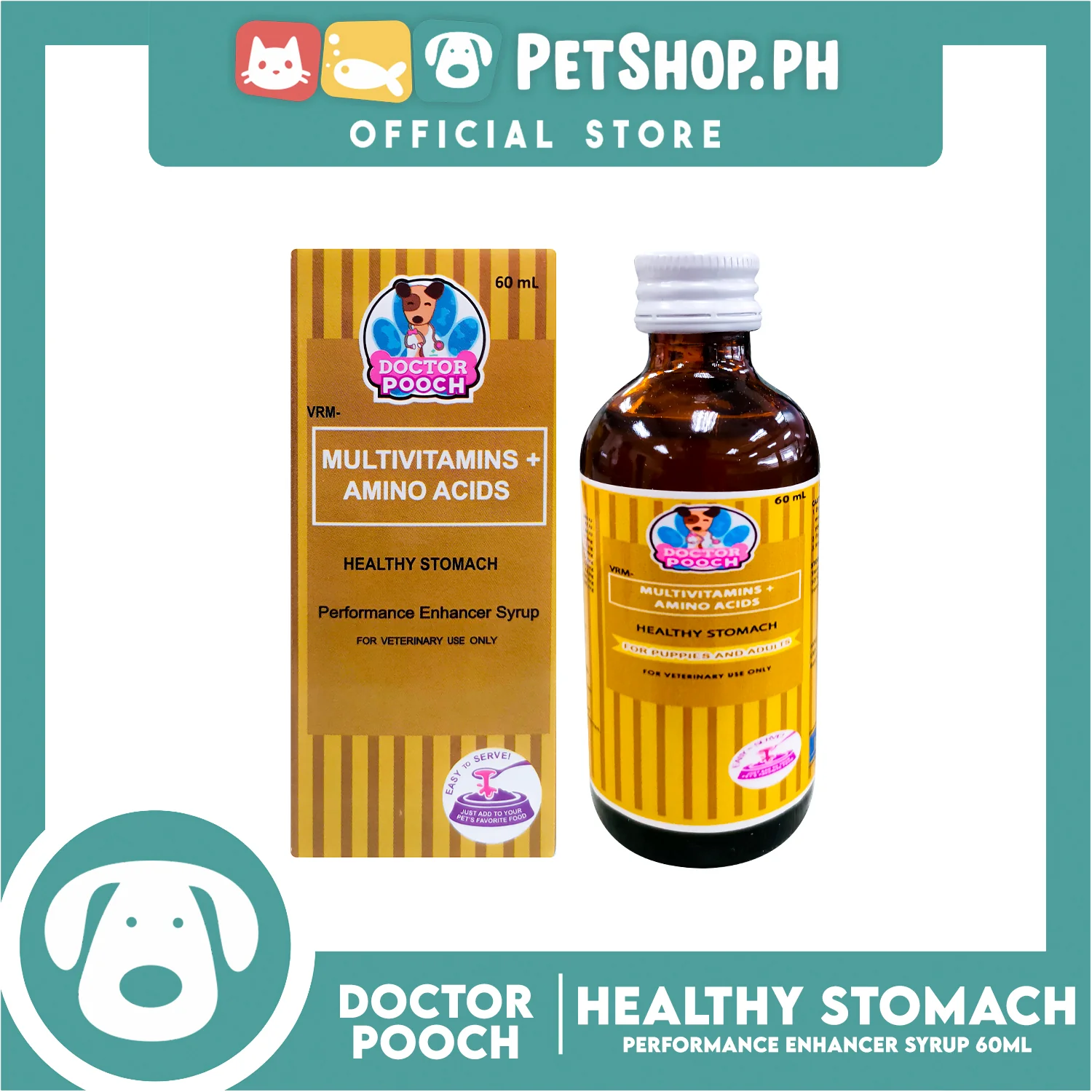 Doctor Pooch Multivitamins And Amino Acids 60ml For Healthy Stomach, Performance Enhancer Syrup For Veterinary Use Only