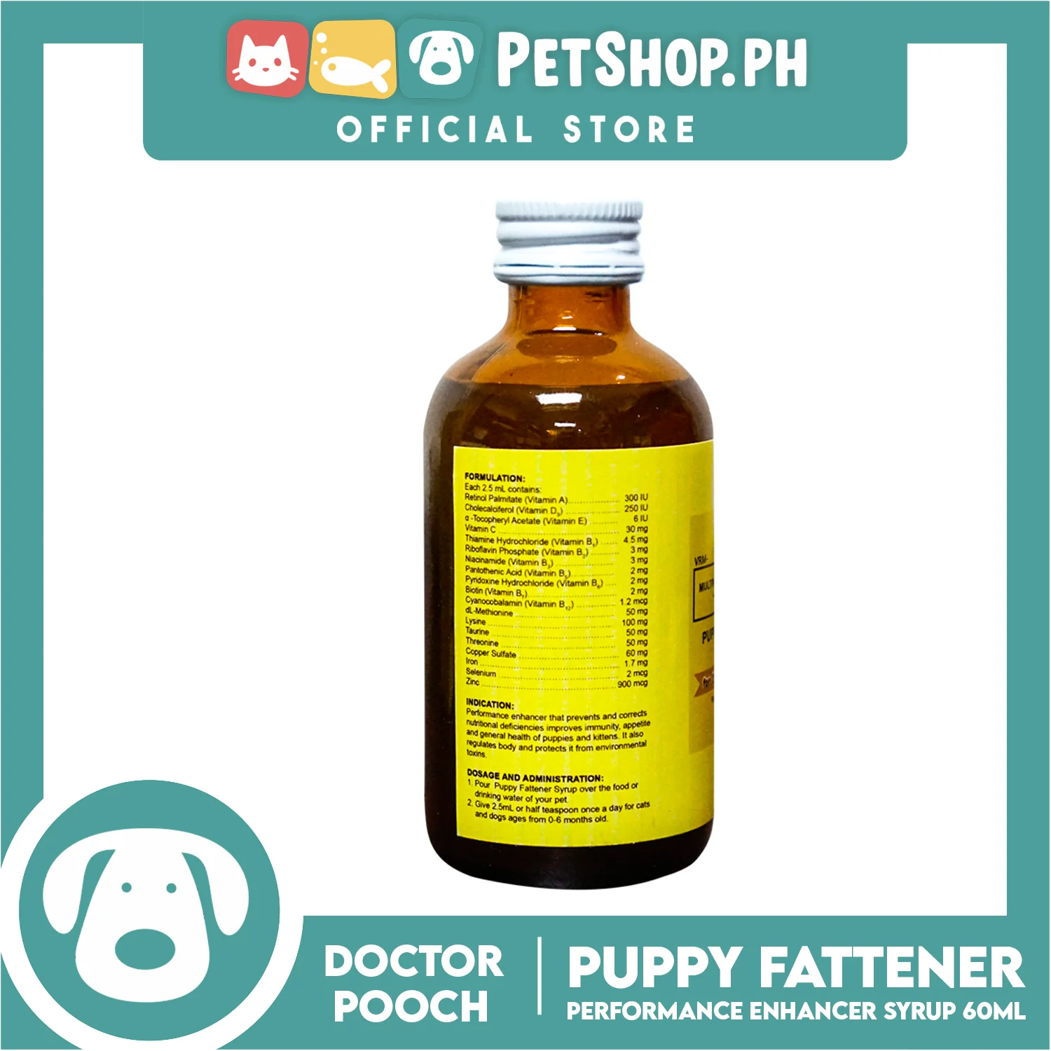 Doctor Pooch Multivitamins And Minerals, Amino Acids Syrup Puppy Fattener 60ml - Image 3