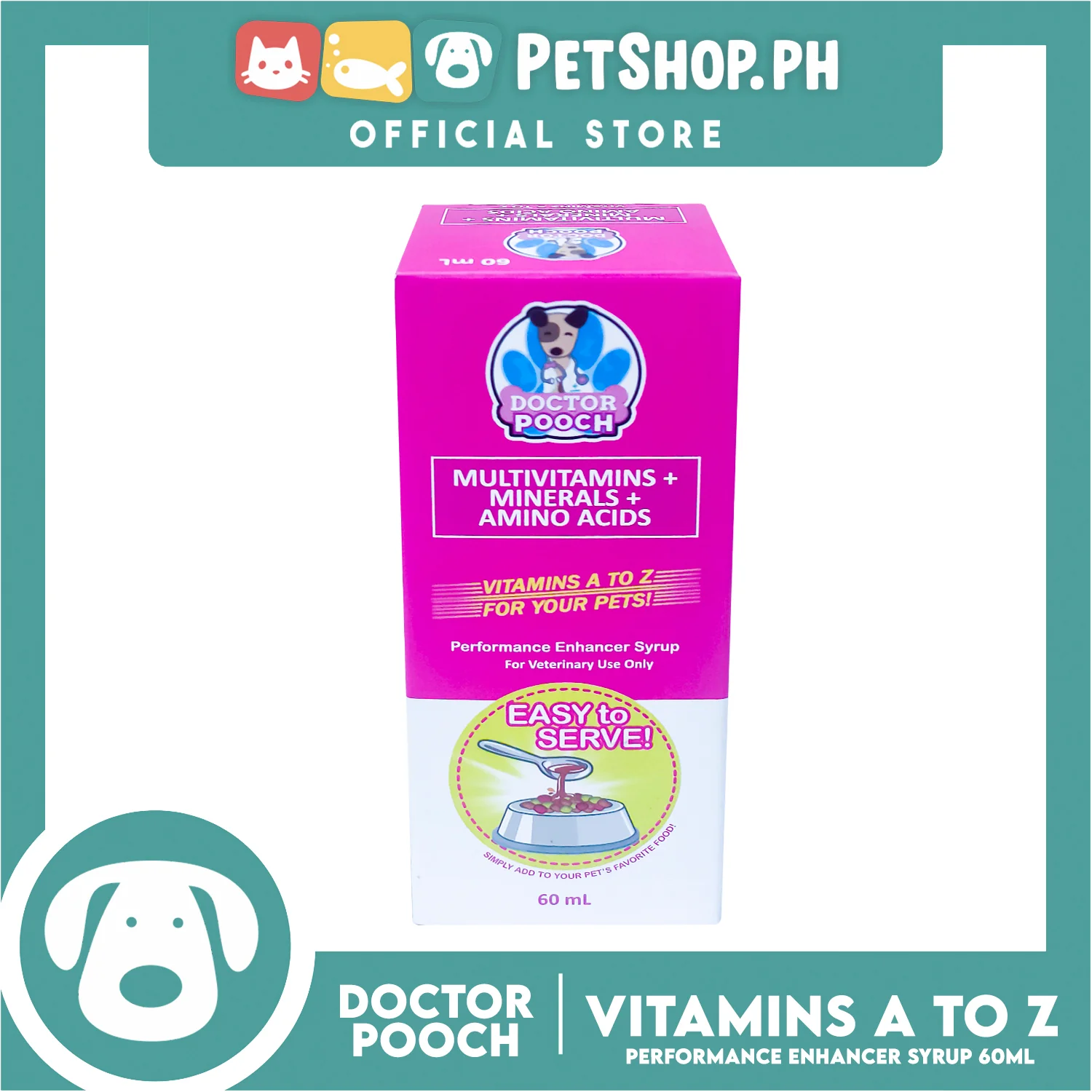 Doctor Pooch Multivitamins, Mineral And Amino Acids 60ml (Vitamins A to Z) Performance Enhancer Syrup For Your Pets - Image 4