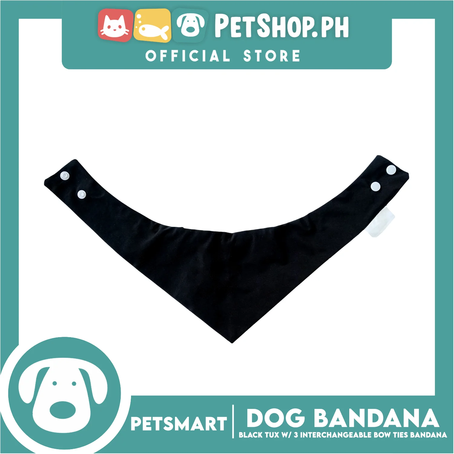 Dog Bandana, Black Tuxedo with 3 Interchangeable Bow Ties DB-CTN45XS (XS) Soft and Comfortable Pet Bandana - Image 7