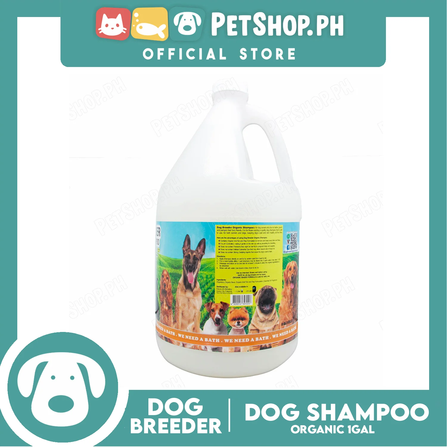 Dog Breeder Organic Dog Shampoo Regular 1 Gallon - Image 2