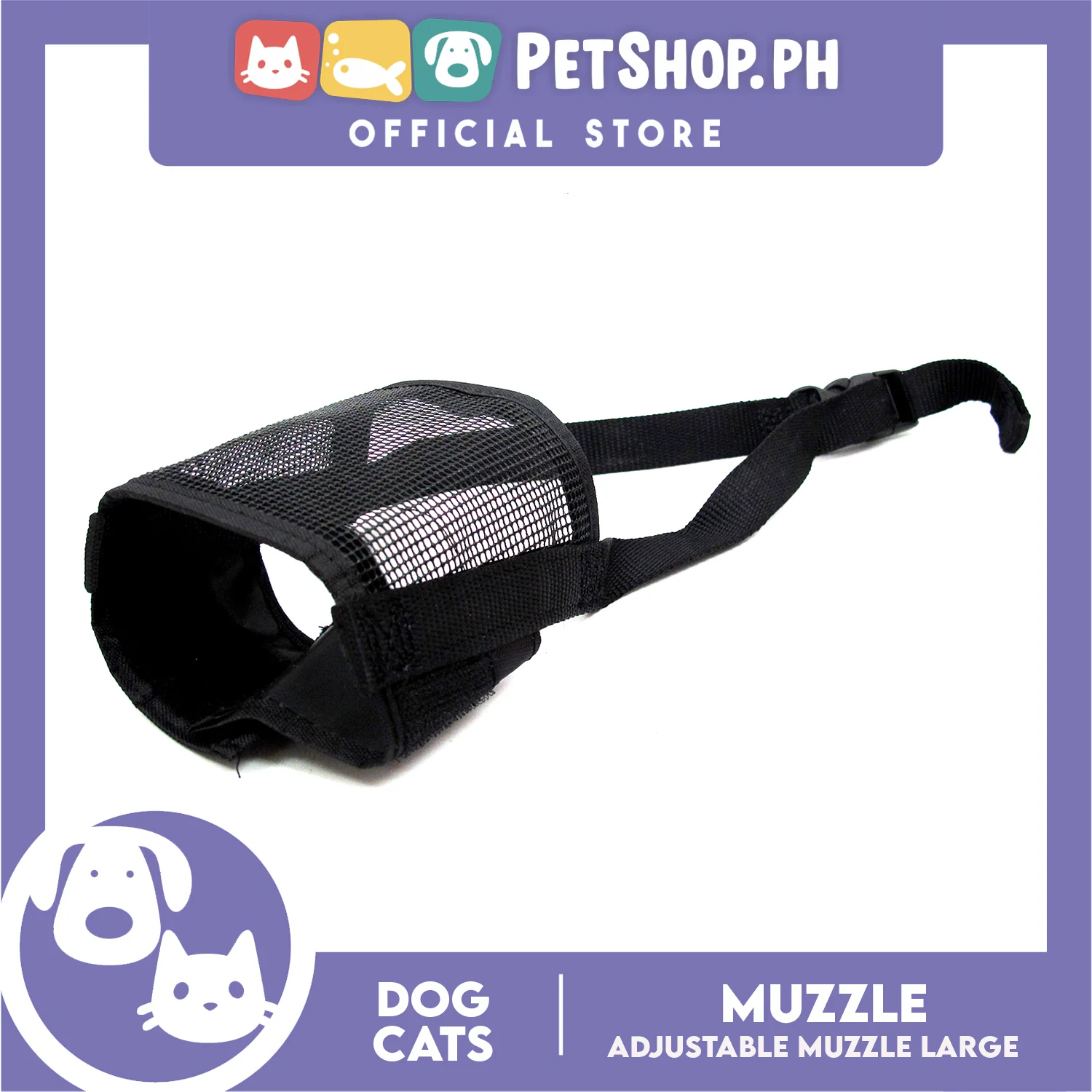 Dog Nylon Muzzle Head Mask with Adjustable Strap (Large) Anti-Bite - Image 2