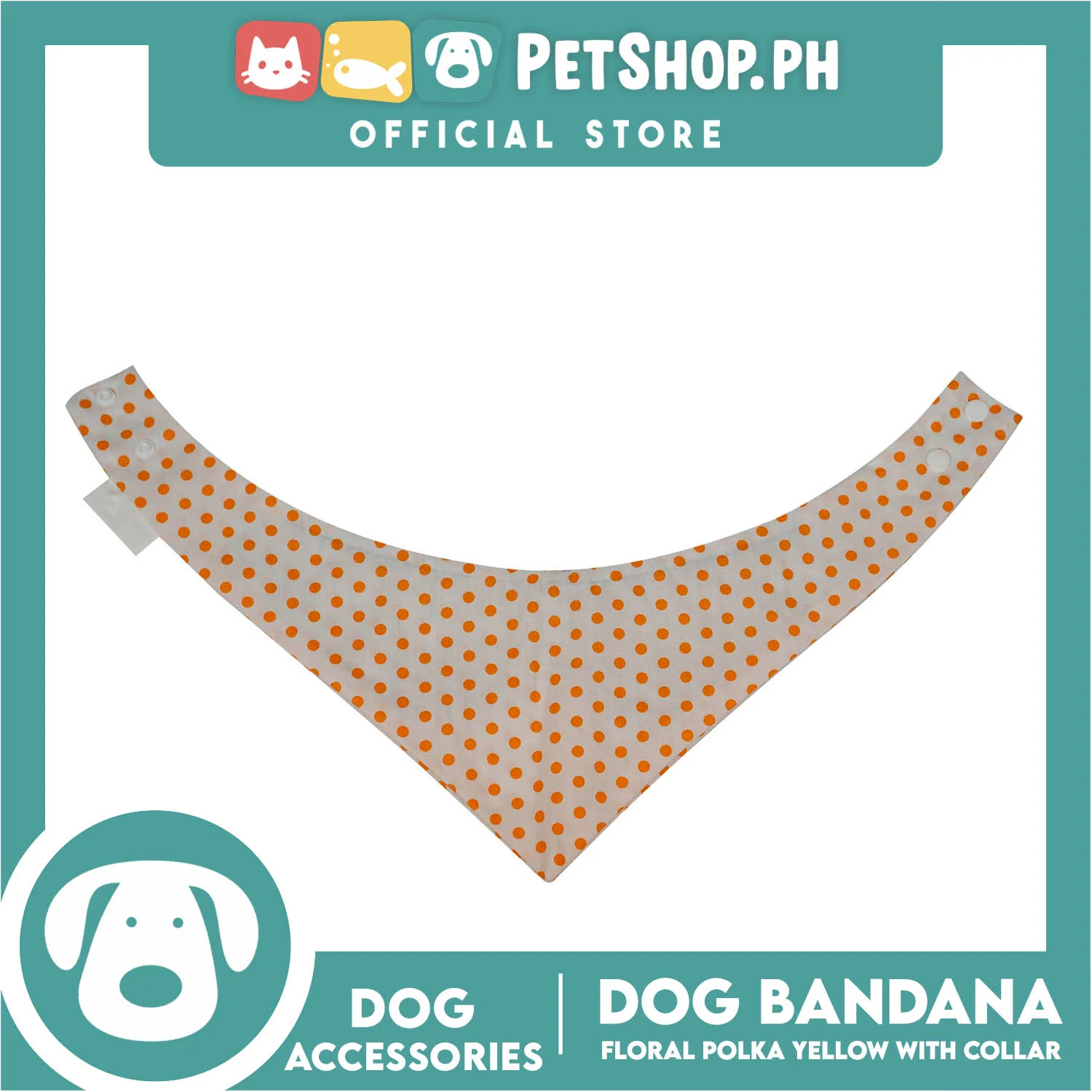 Dog Pet Bandana Blue Floral Yellow Polka Dots Design with Collar Washable Scarf (Extra Large) - Image 5