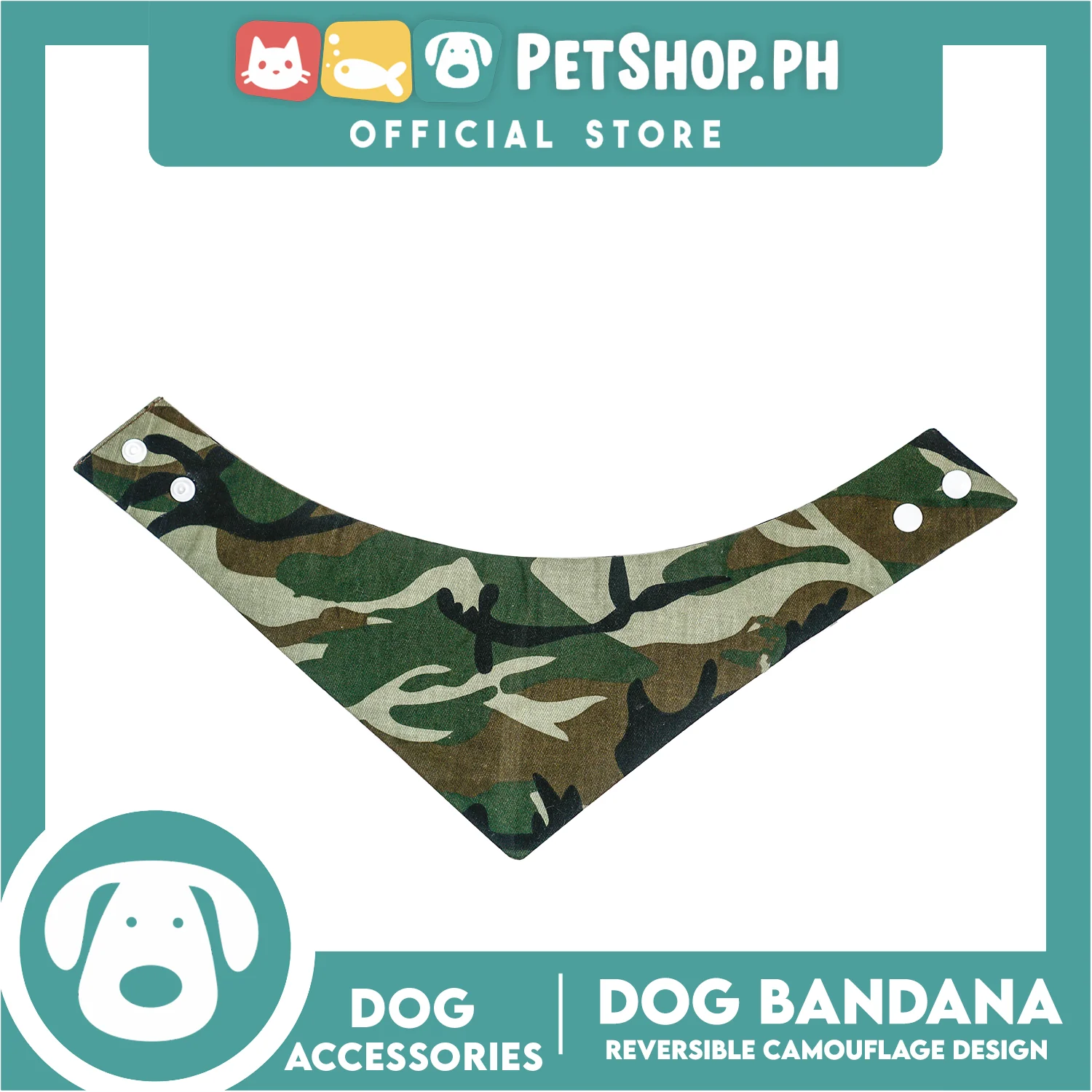 Dog Pet Bandana Reversible Camouflage Design Washable Scarf (Extra Large) - Image 2