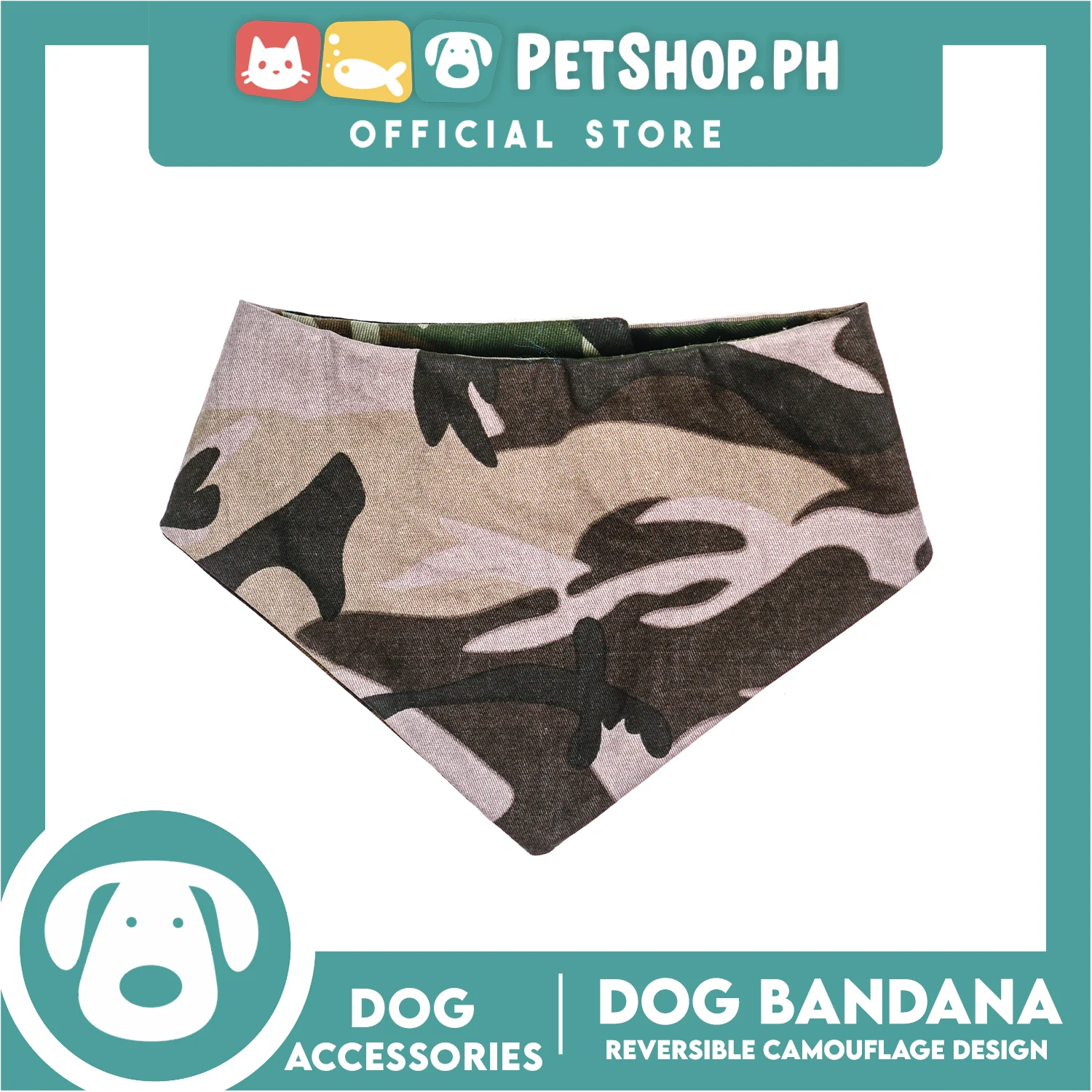 Dog Pet Bandana Reversible Camouflage Design Washable Scarf (Large) - Image 5