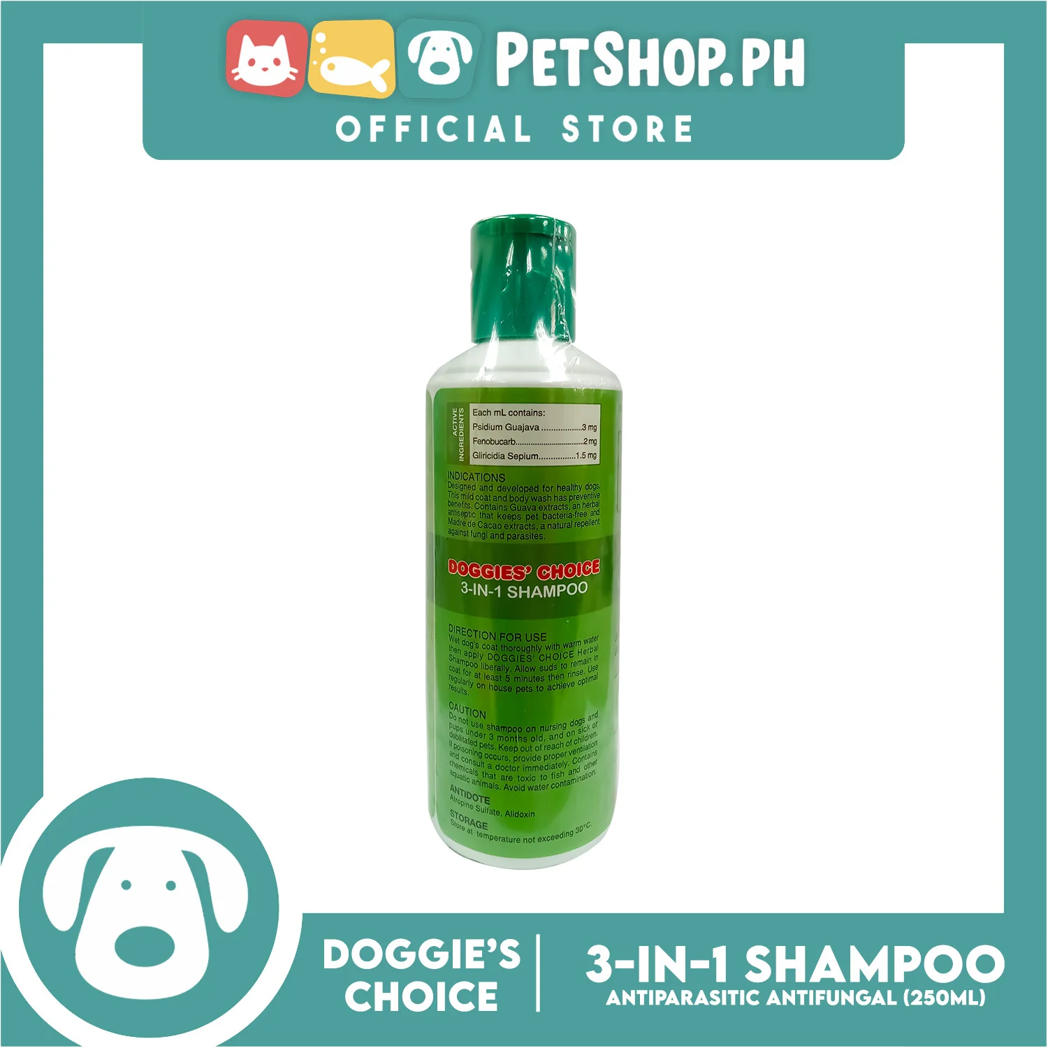 Doggies' Choice 3-IN-1 Dog Shampoo, Antiparasitic Antifungal 250ml - Image 3