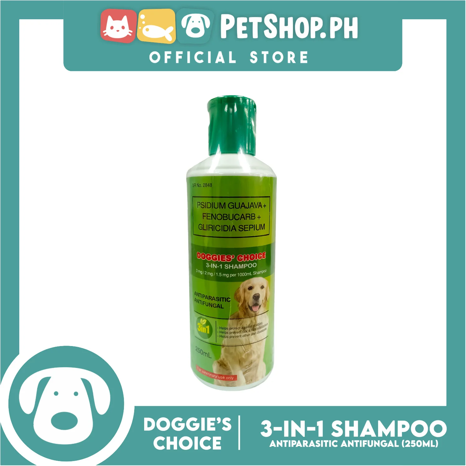 Doggies' Choice 3-IN-1 Dog Shampoo, Antiparasitic Antifungal 250ml - Image 4