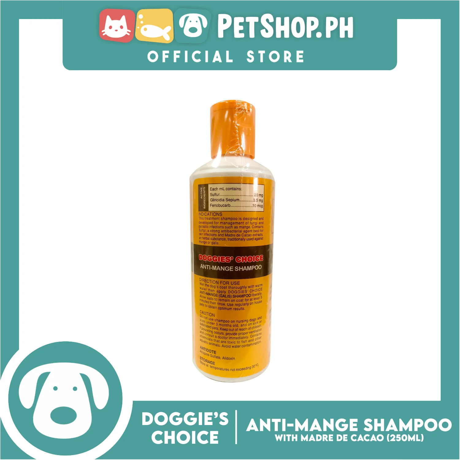 Doggies' Choice Anti-Mange Dog Shampoo with Madre de Cacao 250ml - Image 4