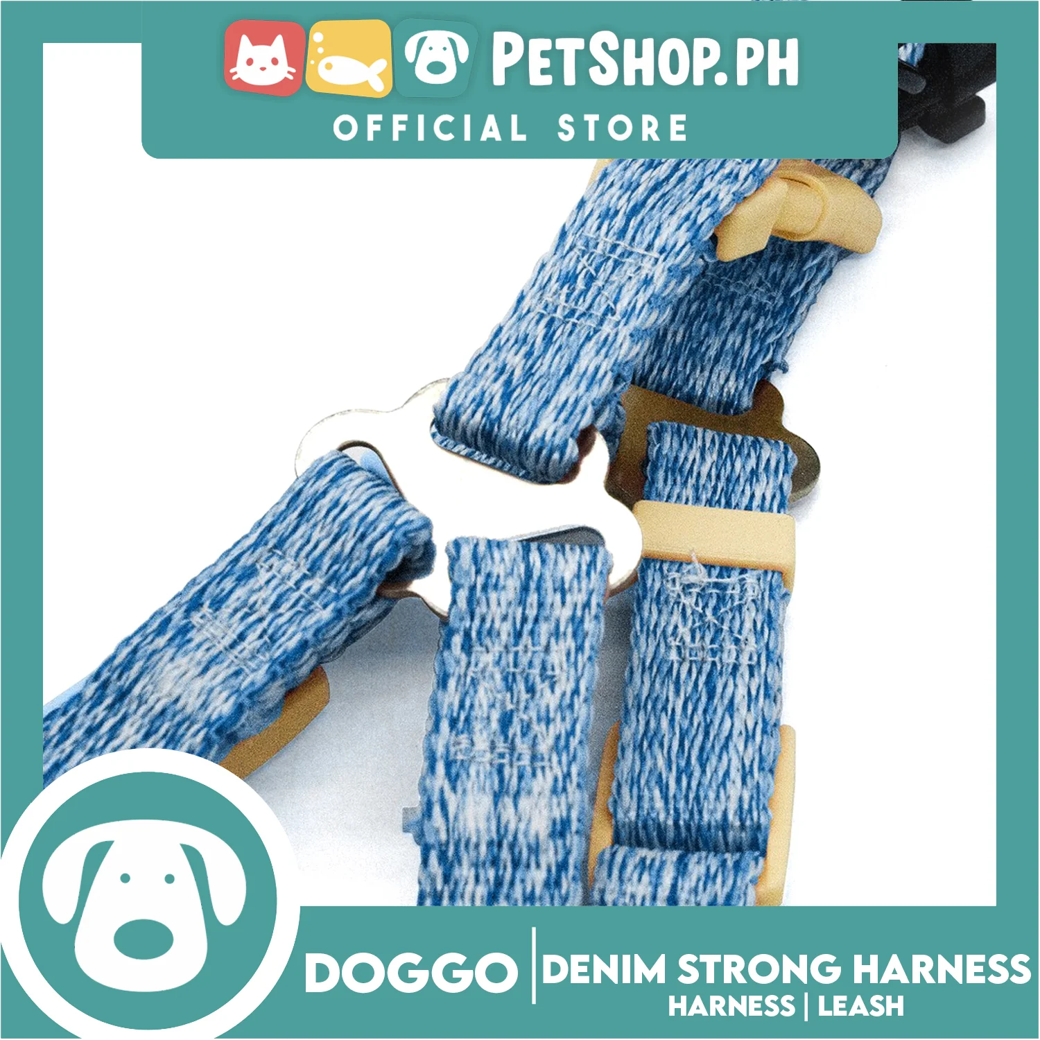 Doggo Atlanta Strong Harness and Leash Set Extra Small Size (Black) - Image 3