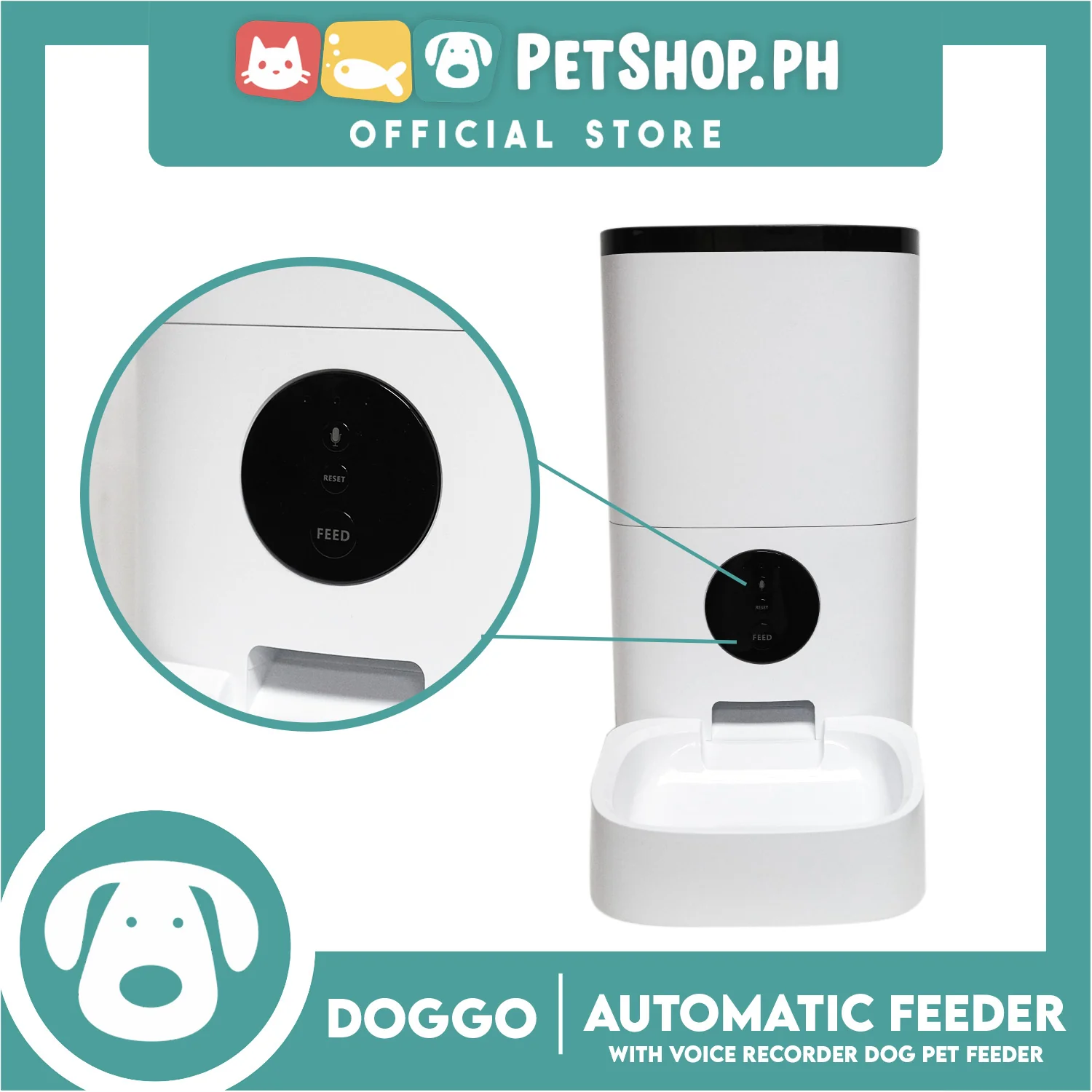 Doggo Automatic Pet Feeder 6L (White) - Image 2