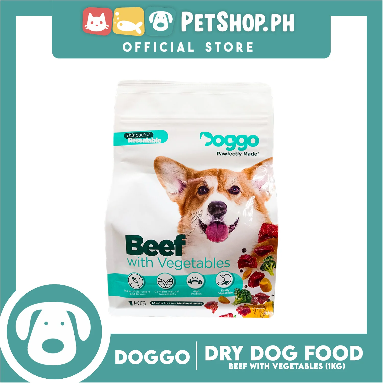 Doggo Beef with Vegetable Dry Dog Food 1kg - Image 2