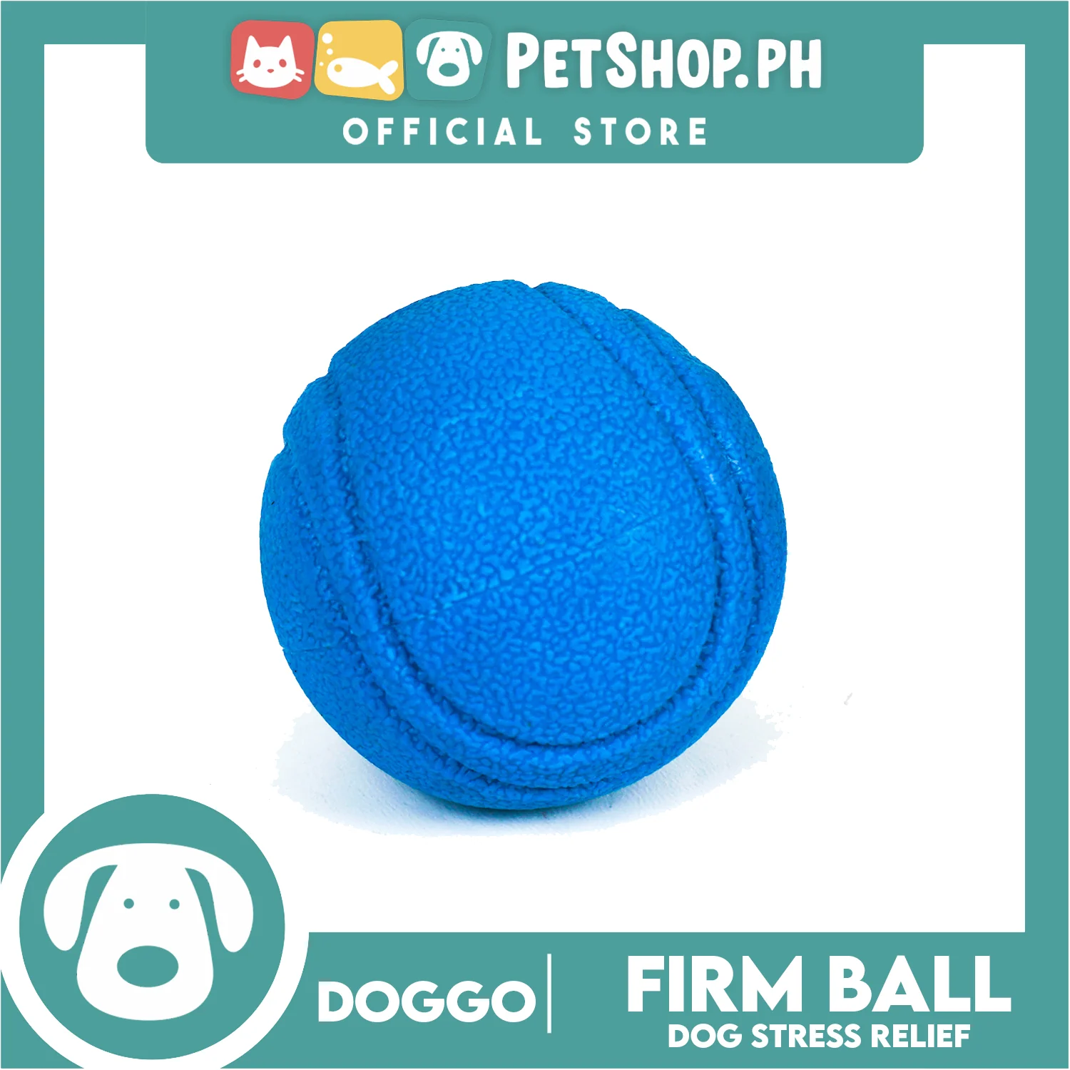 Doggo Bouncy Firm Ball Natural Rubber Small Size (Blue) Dog Toy - Image 3