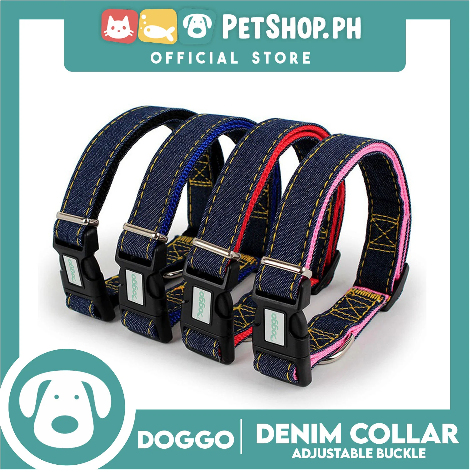 Doggo Collar Denim Design Large (Black) Perfect Collar for Your Dog - Image 3