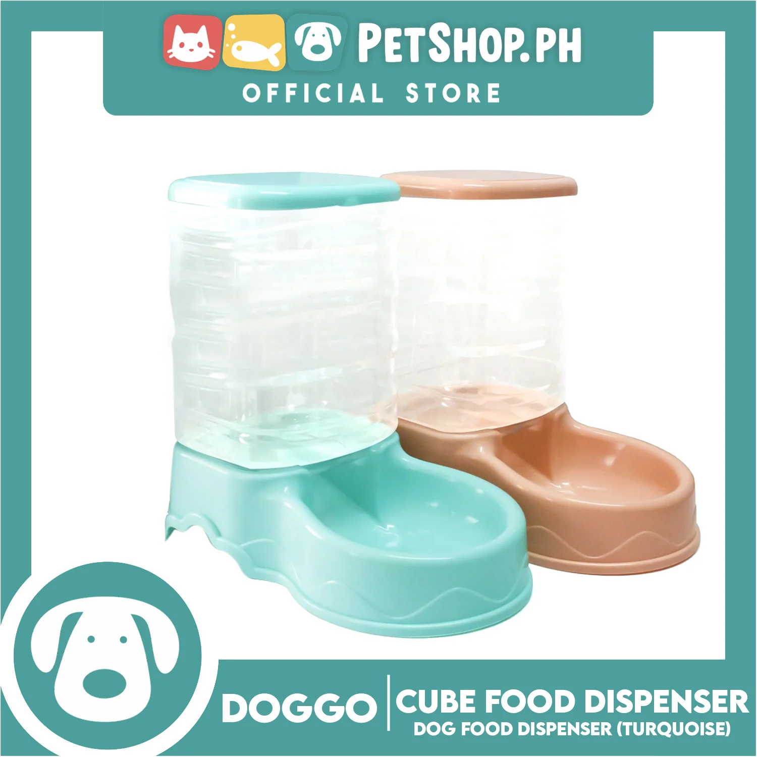 Doggo Cube Food Dispenser Station, Self Replenish Pet Feeder (Turquoise) - Image 3