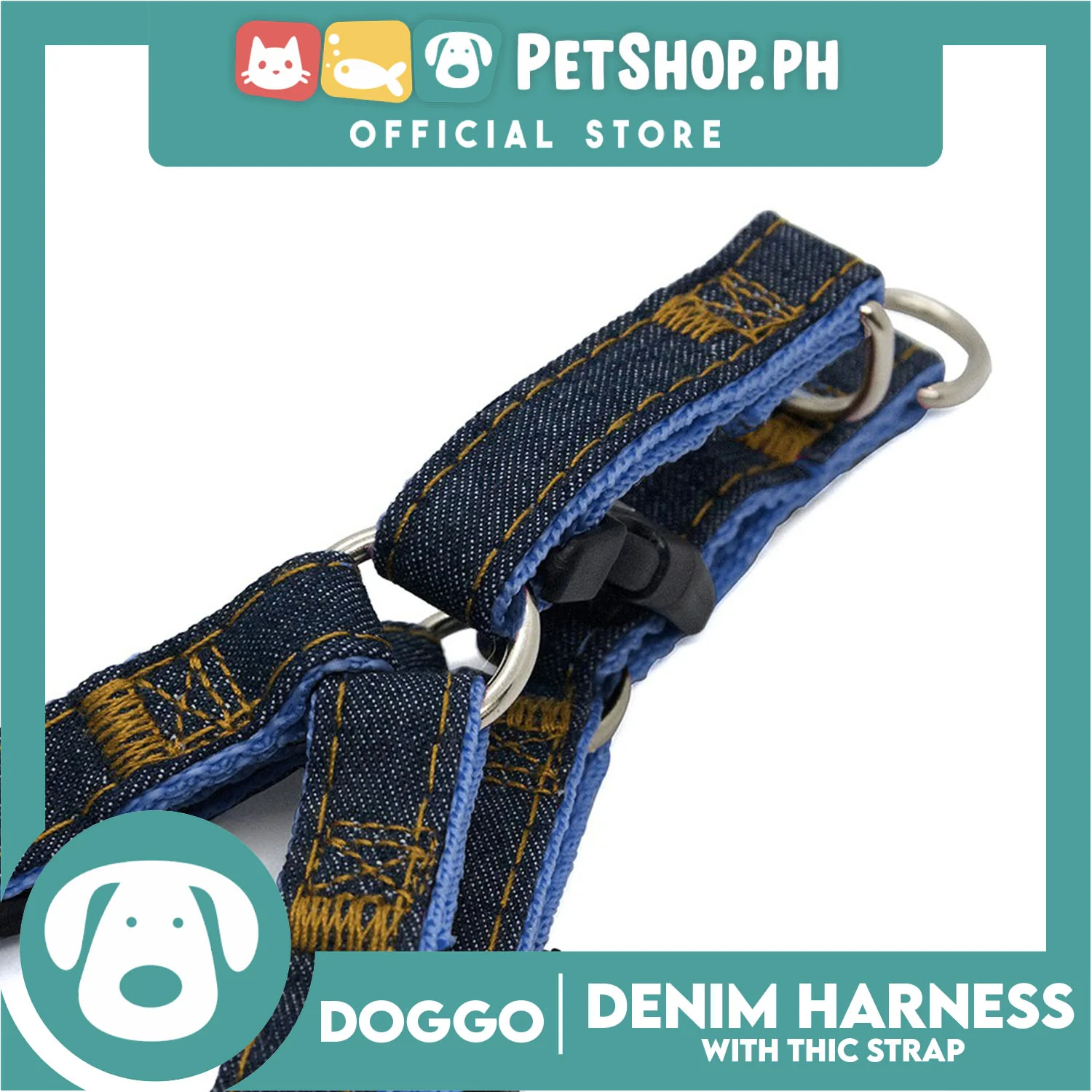 Doggo Denim Harness Extra Small Size (Pink) Harness for Dog - Image 3