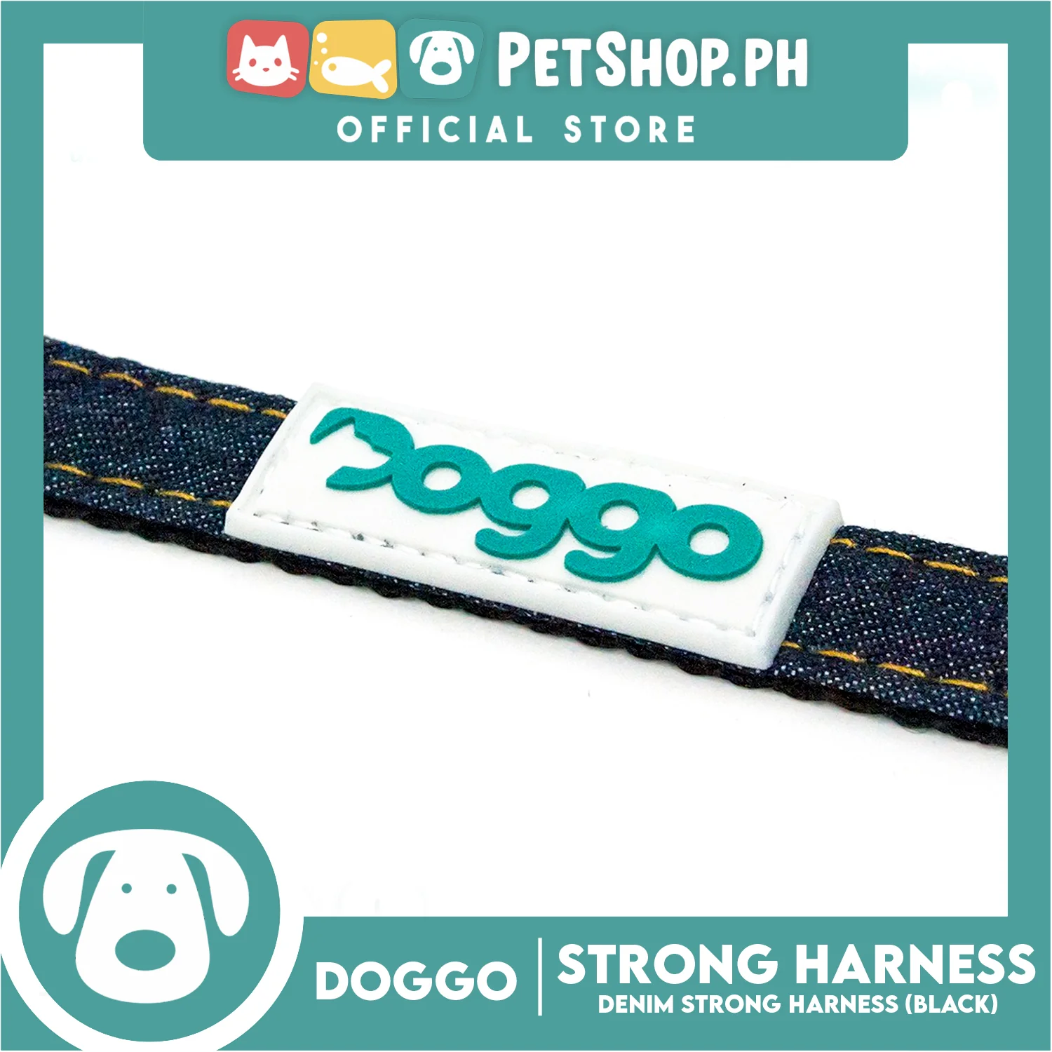 Doggo Denim Harness Large Size (Black) Harness for Dog - Image 2