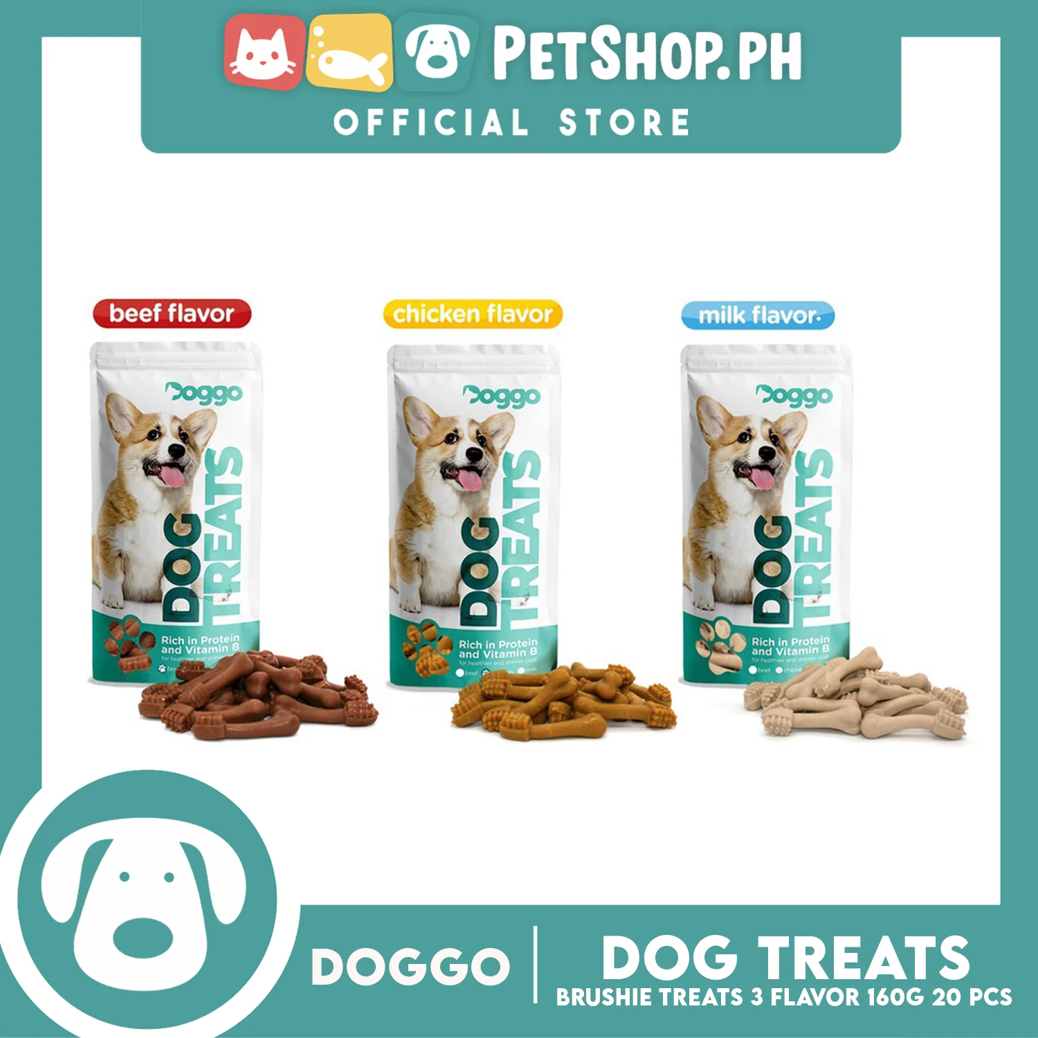 Doggo Dog Brushie Treats 160 grams, 20 pcs. (Milk Flavor) Brushie Treats for Your Dog - Image 3