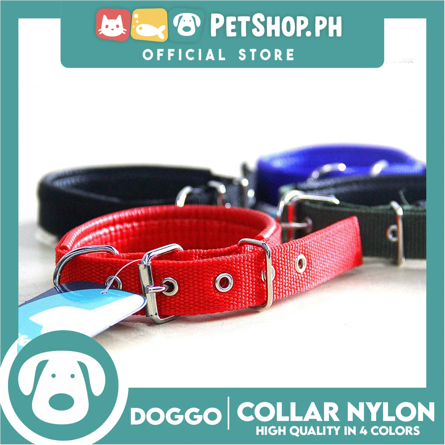Doggo Dog Collar Adjustable Buckle Small Size (Blue) Collar Nylon for Dog - Image 2