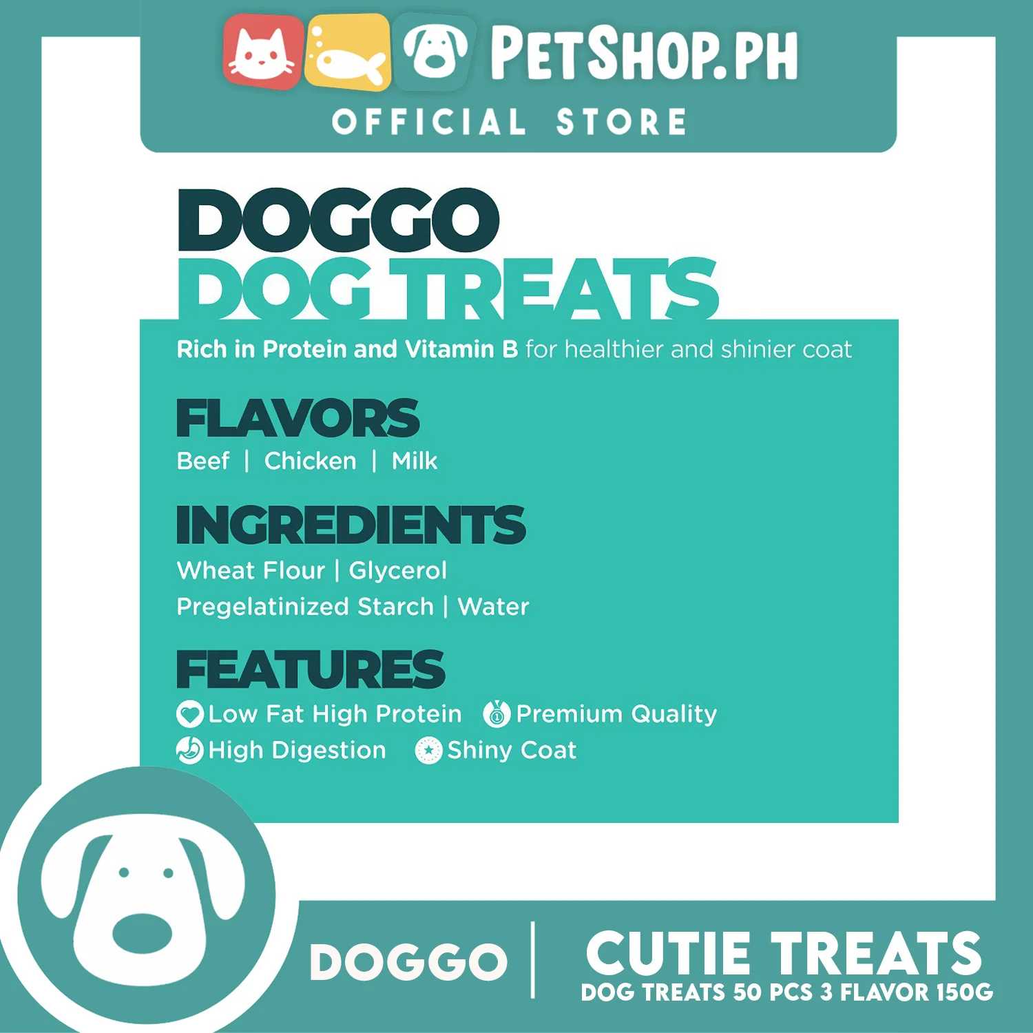 Doggo Dog Cutie Treats 150 grams, 50 pcs. (Milk Flavor) Treats for Your Dog - Image 4