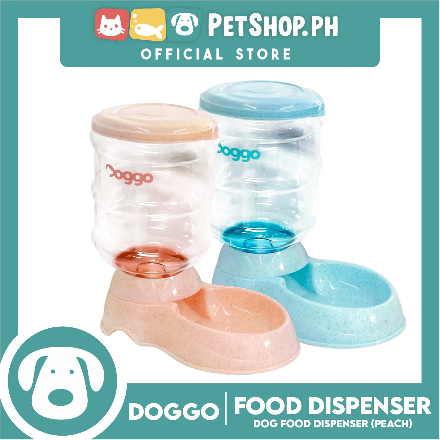 Doggo Dog Food Dispenser (Peach) Pet Feeder - Image 2