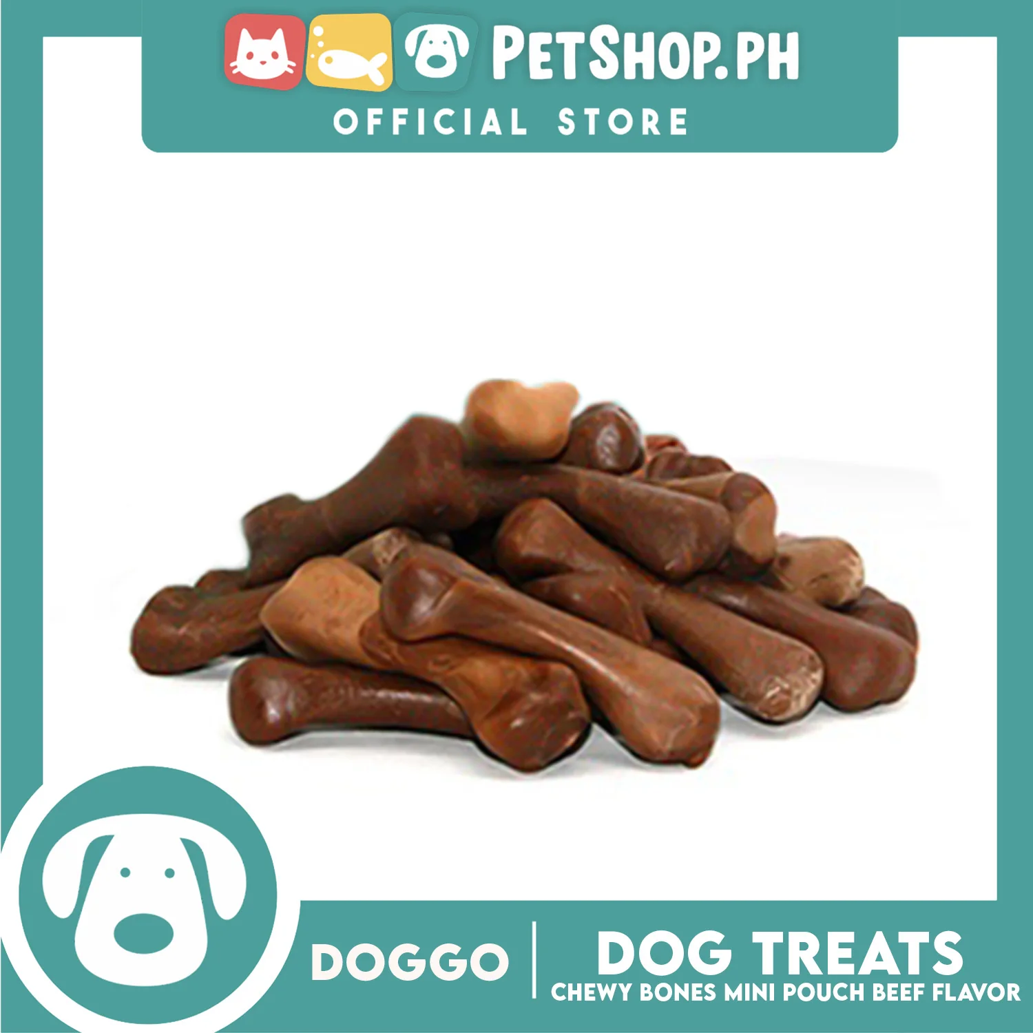 Doggo Dog Treats Chewy Bones Mini Pouch 80 grams, 10 pcs. (Beef Flavor) Treats Mini for Your Dog - Image 2