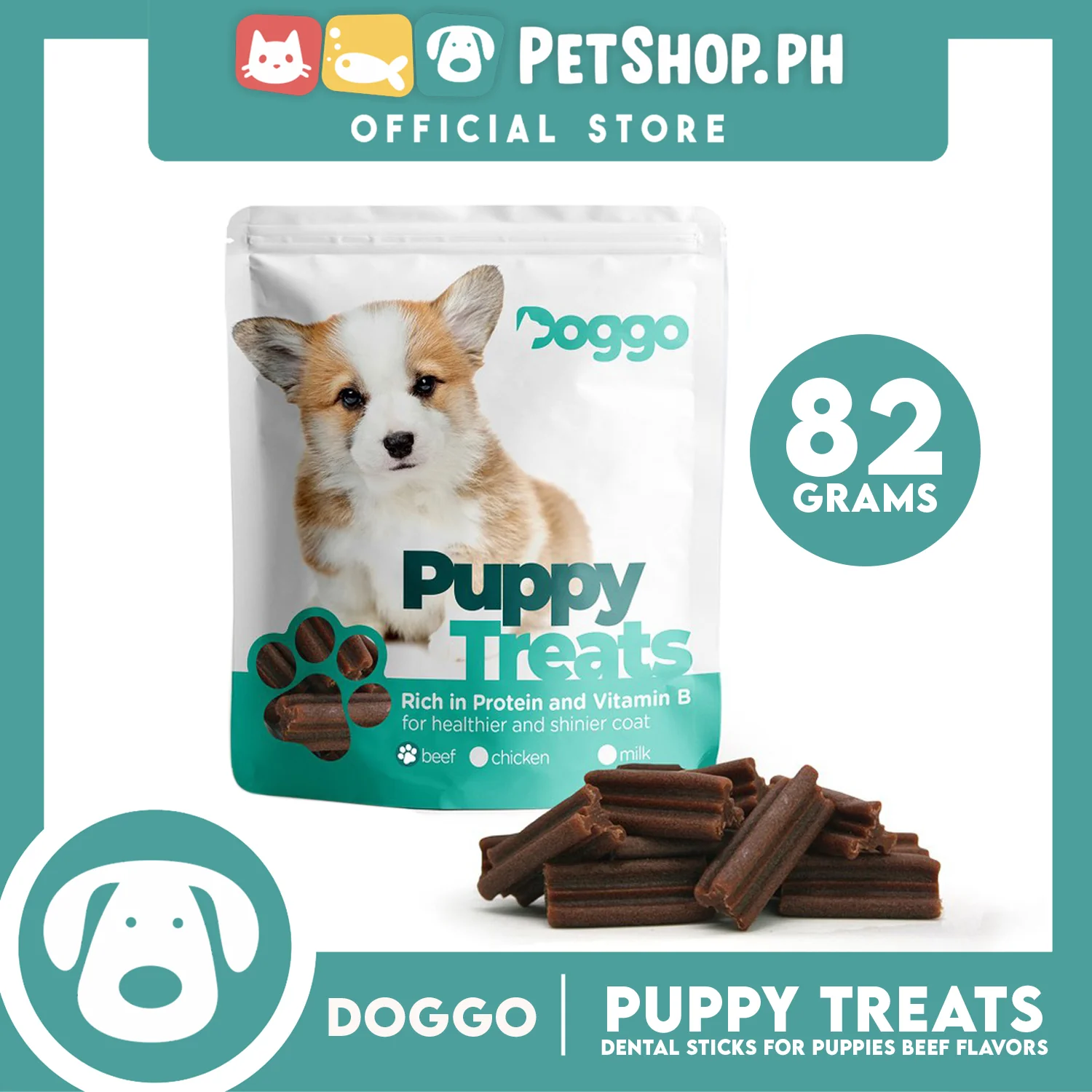 Doggo Dog Treats Dental Stick Mini For Puppies (Beef Flavor) Good for Your Puppies Oral Care