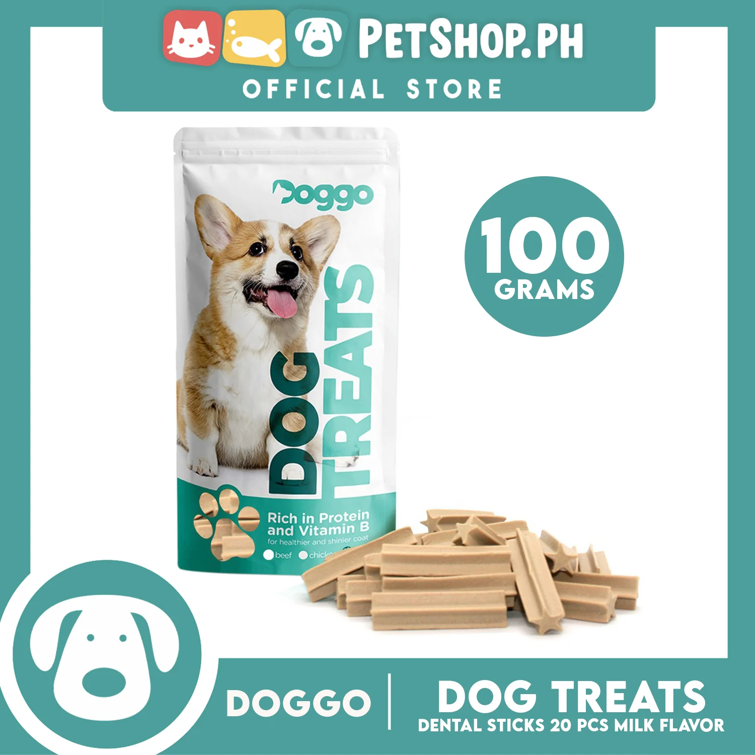 Doggo Dog Treats Dental Sticks 20 pcs. (Milk Flavor) Dental Treats for Your Dog