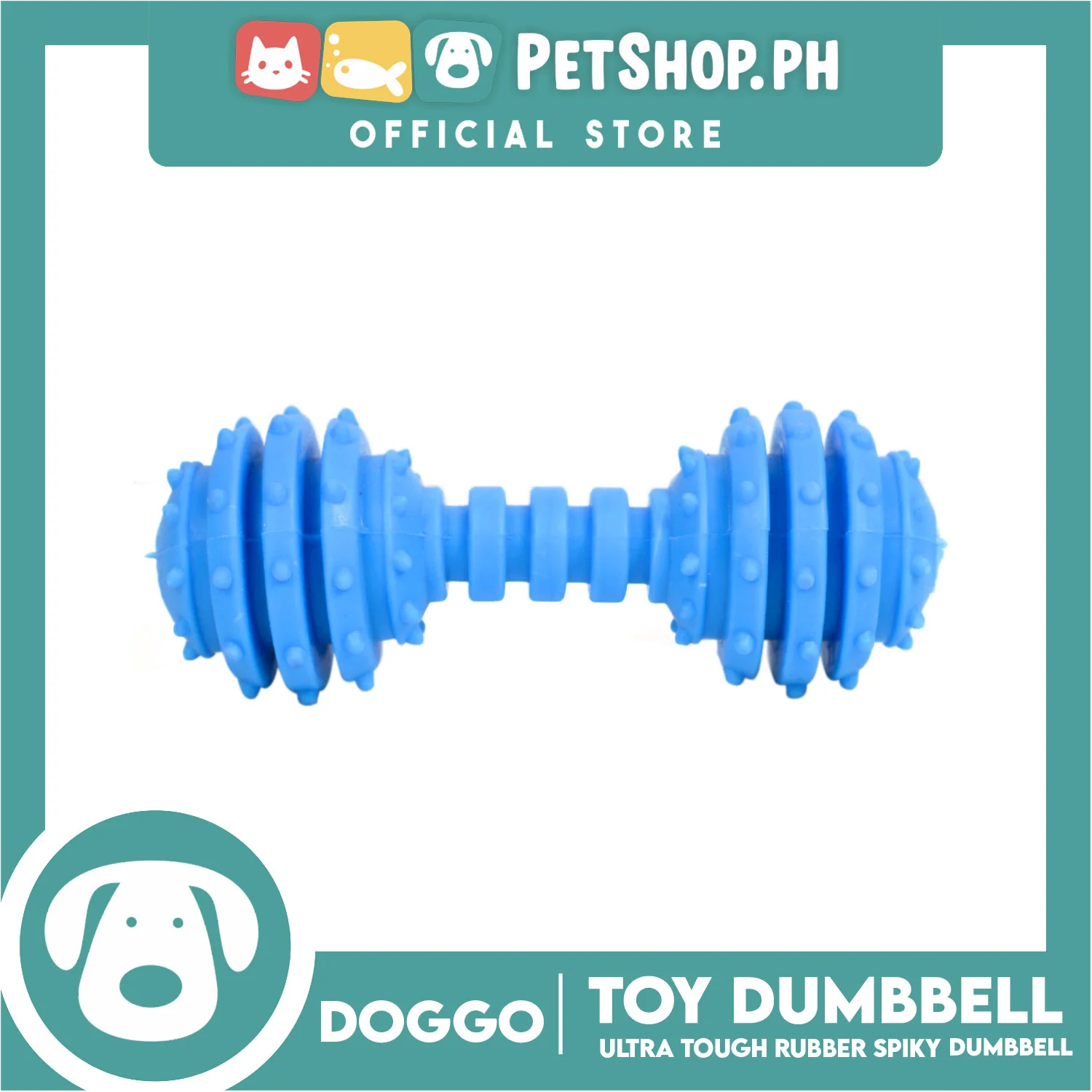 Doggo Dumbbell (Blue) Small Size Thick Rubber Material Pet Toy - Image 3