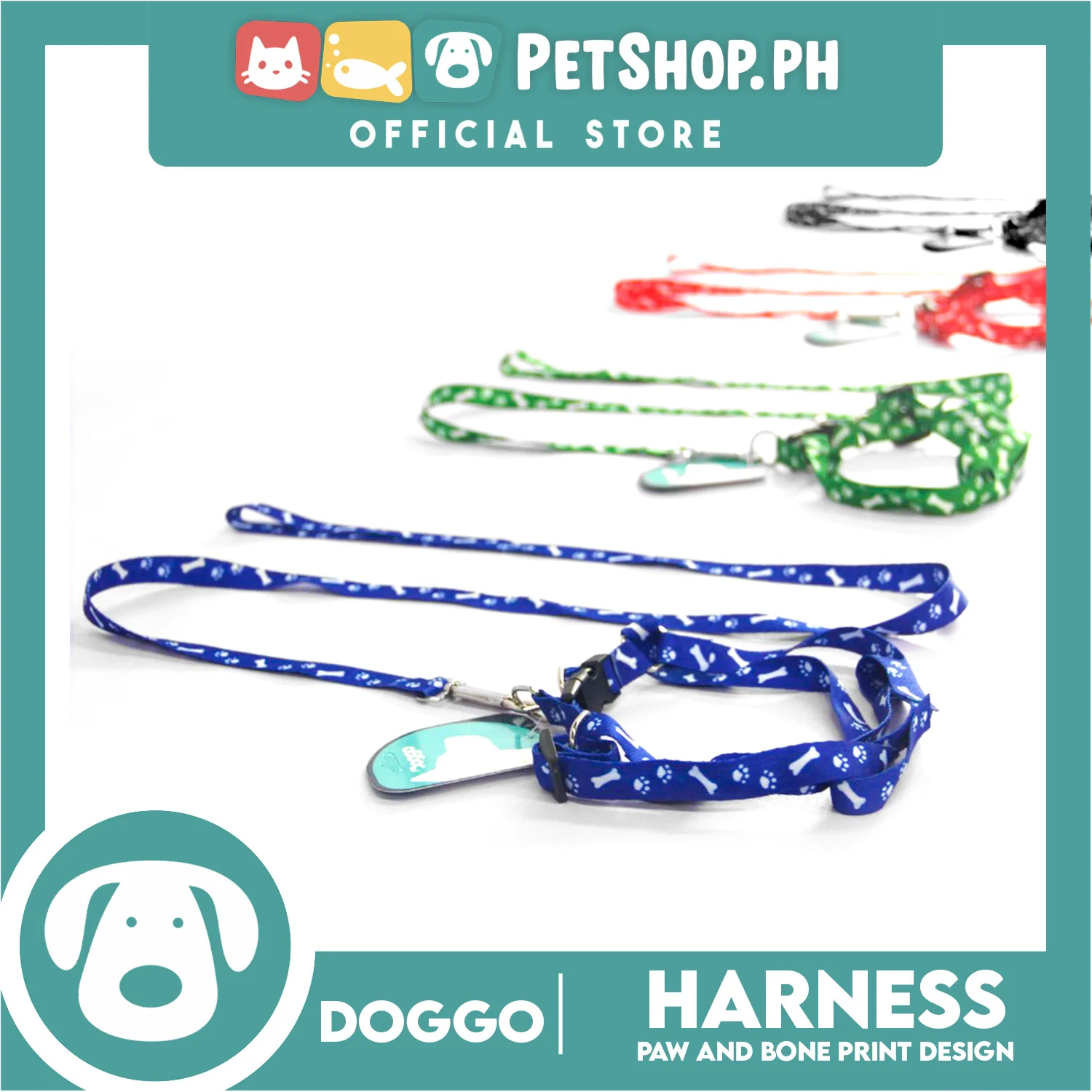 Doggo Harness Leash With Design Medium Size (Blue) Harness Leash for Your Puppy - Image 3