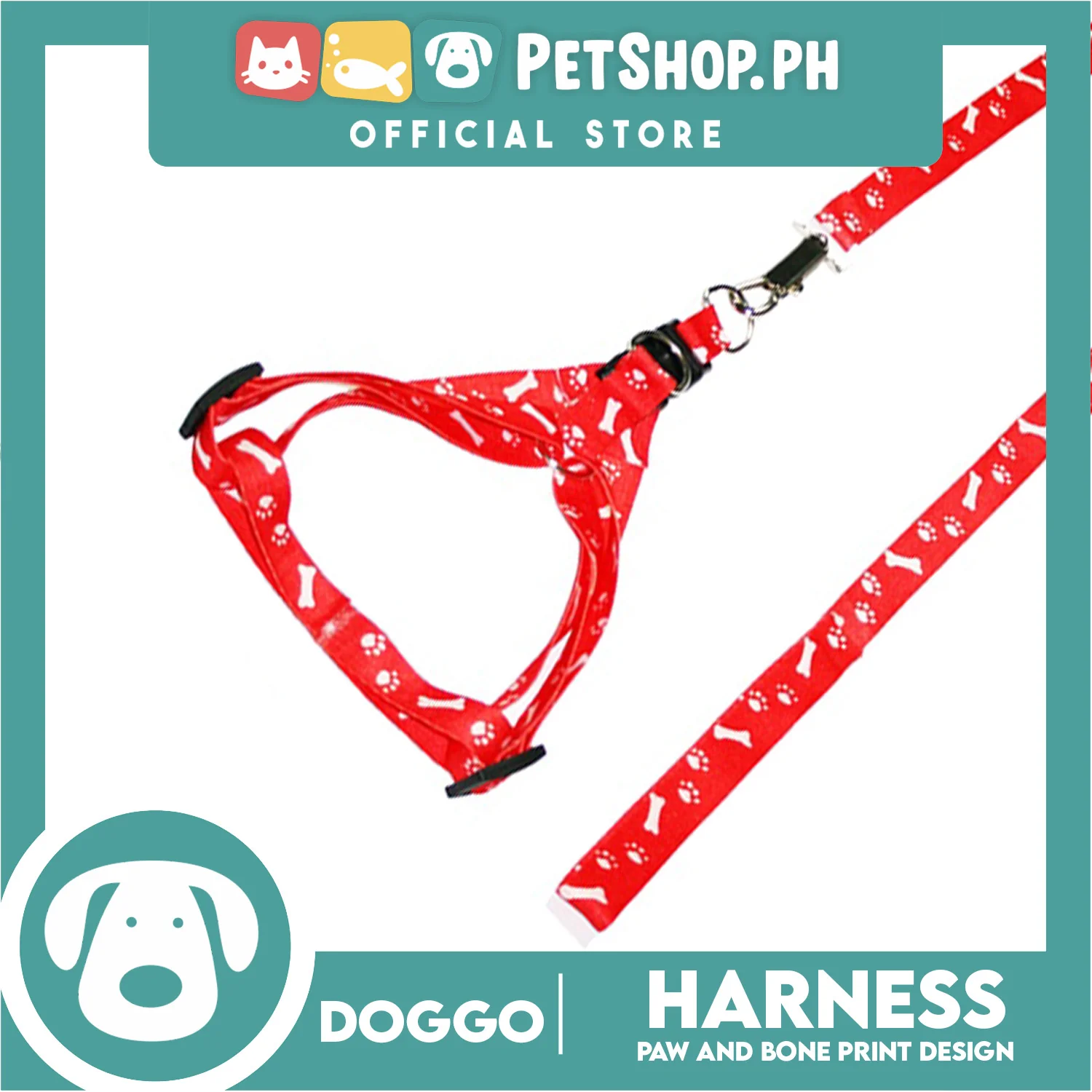 Doggo Harness Leash With Design Medium Size (Red) Harness Leash for Your Puppy - Image 2