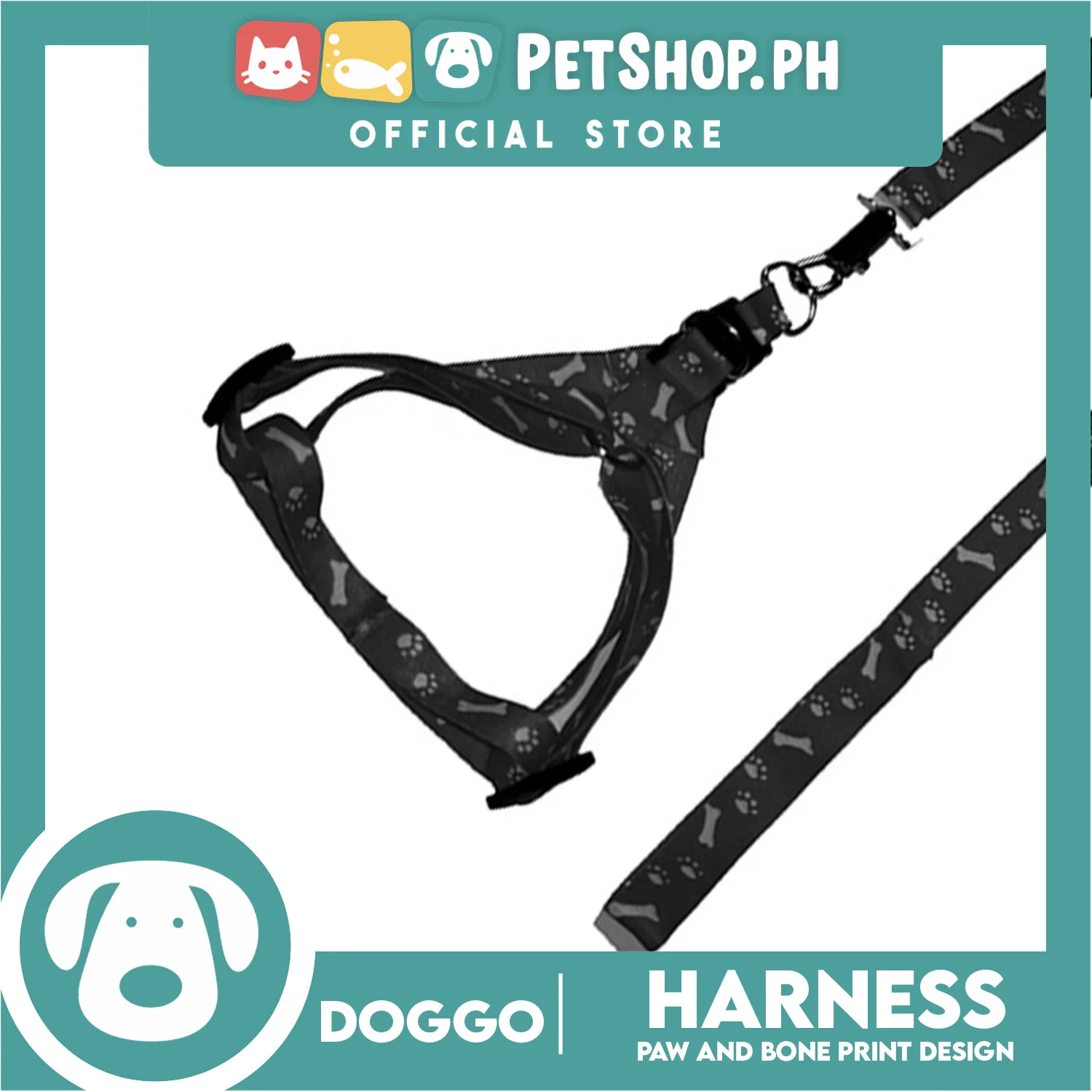 Doggo Harness Leash With Design Small Size (Black) Harness Leash for Your Puppy - Image 2