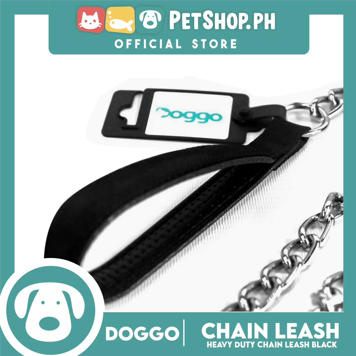 Doggo Heavy Duty Chain Leash (Black) 42 inches Leash Length for Your Dog - Image 2