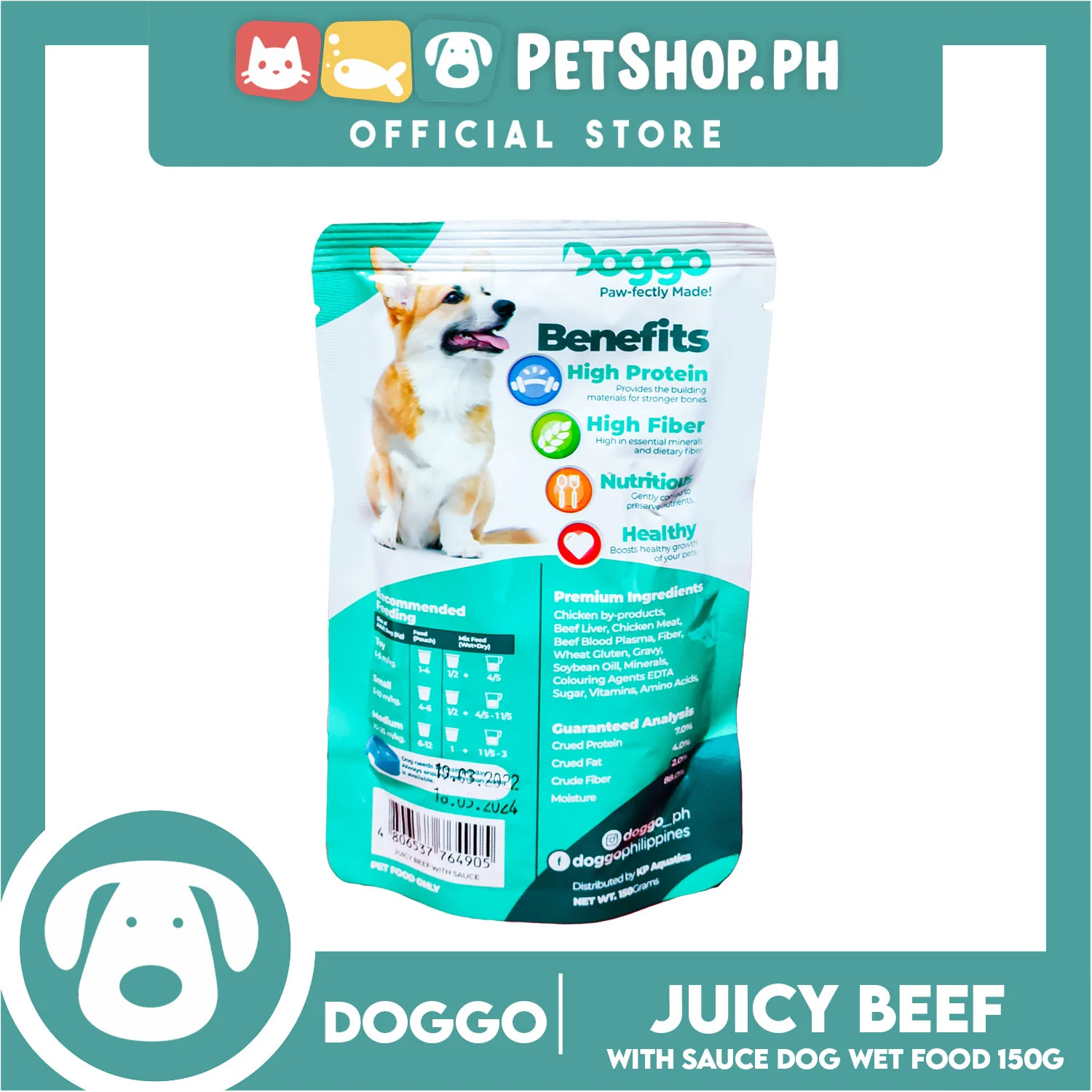 Doggo Juicy Beef with Sauce Dog Wet food 150g - Image 3