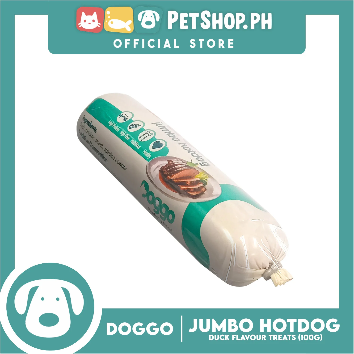 Doggo Jumbo Hotdog Duck Flavor Dog Treats (100g) - Image 2