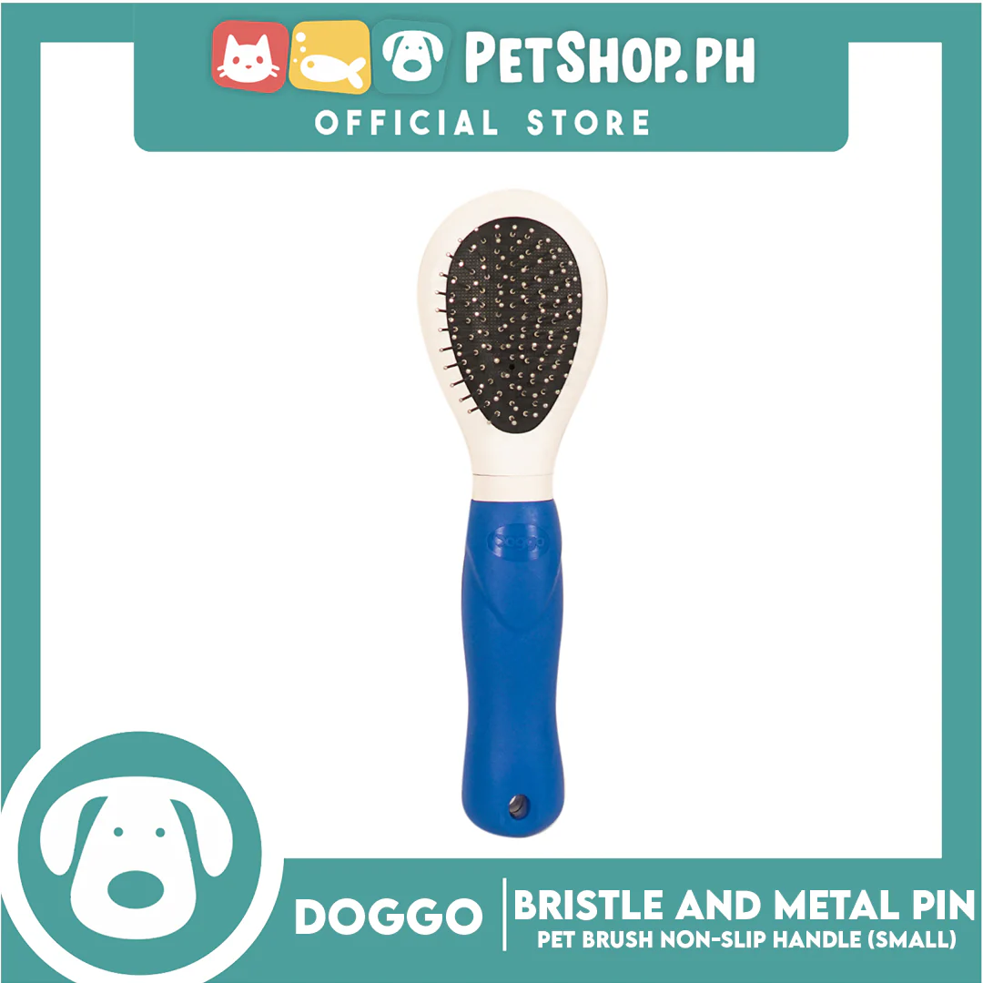 Doggo Pet Brush Bristle and Metal Pin Non-Slip Handle (Small) - Image 3