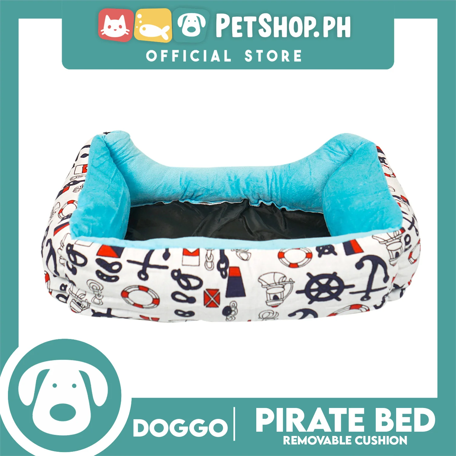 Doggo Pirate Bed (Large) Pet Sleeping Bed Dog Bed Pirate Theme - Image 2