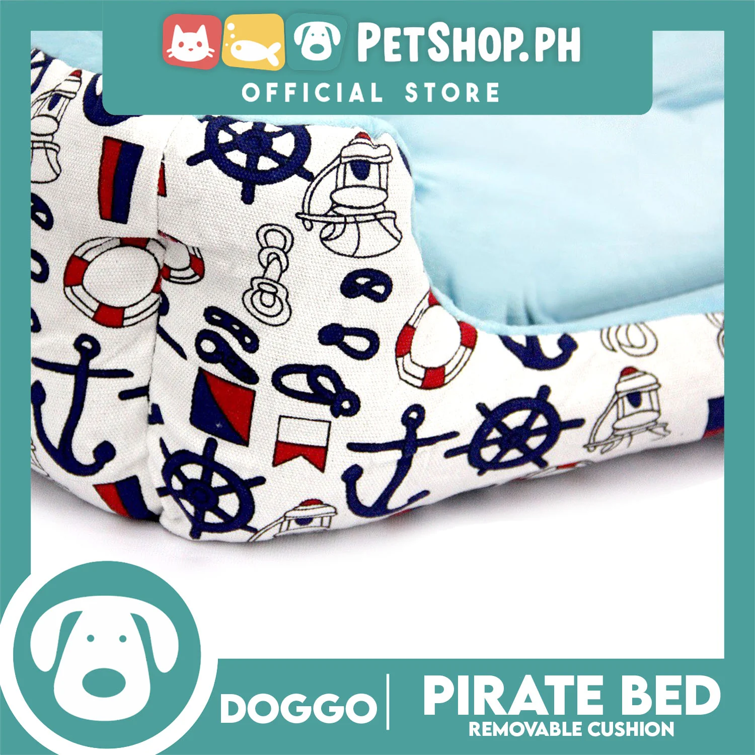 Doggo Pirate Bed (Medium) Pet Sleeping Bed Dog Bed Pirate Theme - Image 3