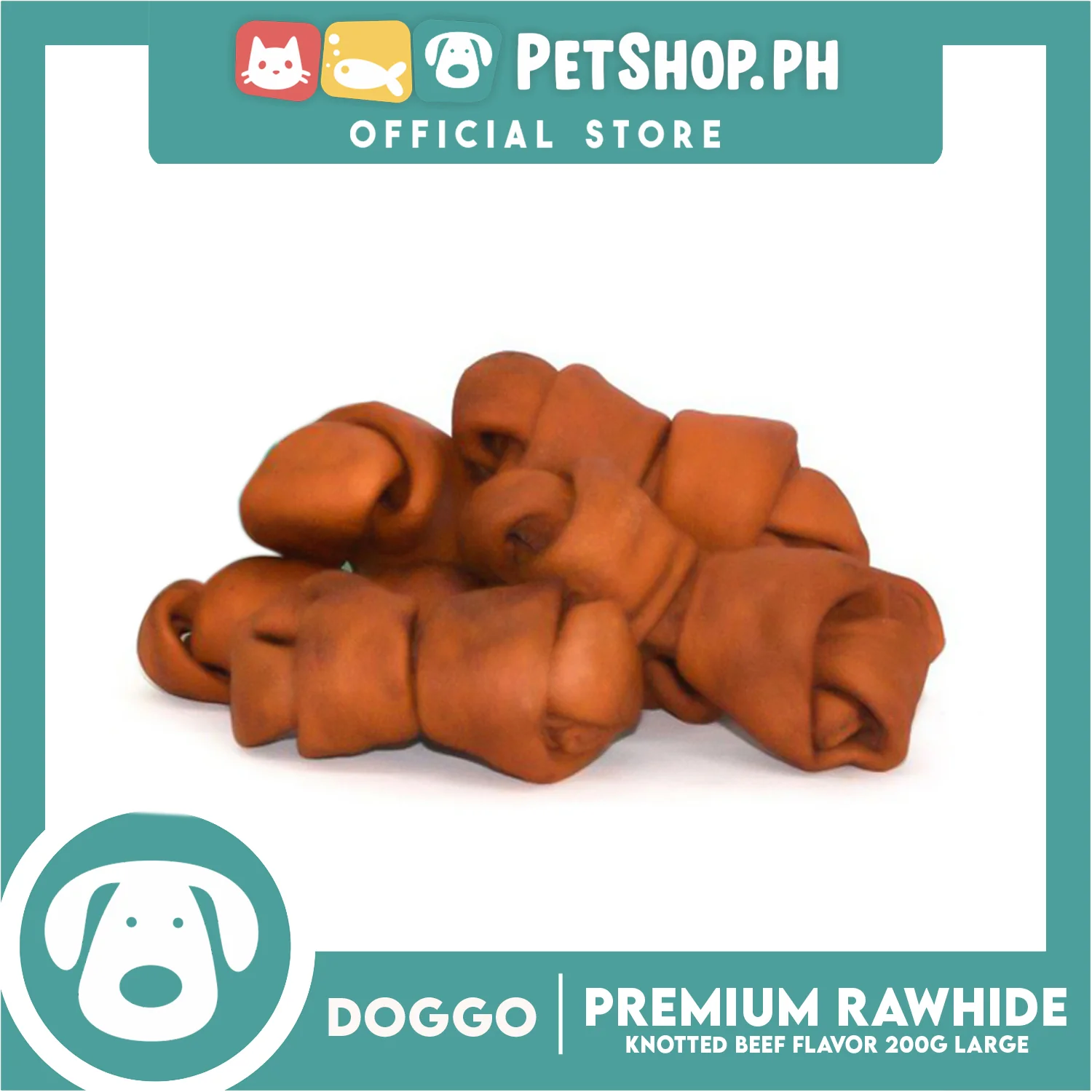 Doggo Premium Knotted Rawhide Beef Flavor (Large) Chewable Treat for Your Dog - Image 6
