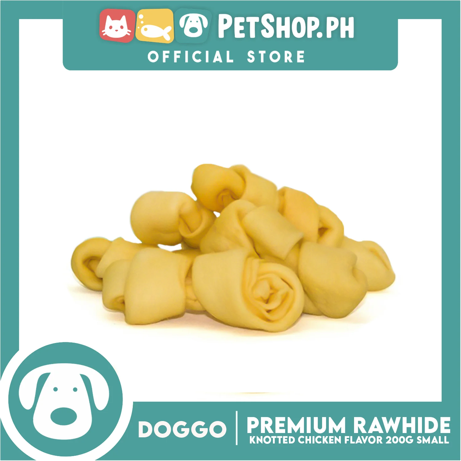 Doggo Premium Knotted Rawhide Chicken Flavor (Small) Chewable Treat for Your Dog - Image 5