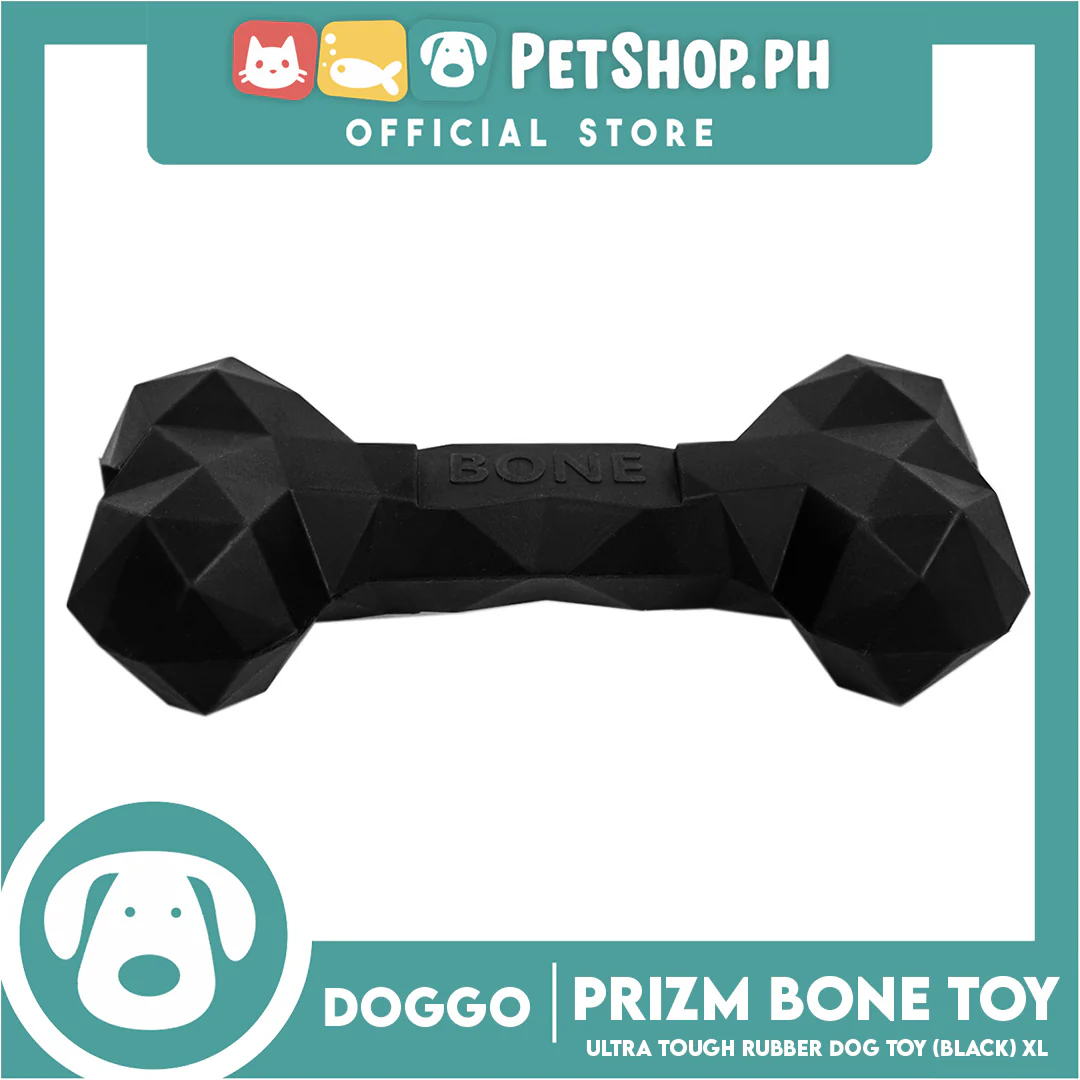 Doggo Prizm Bone Black Color 8' ' (XL Size) Ultra Tough Rubber Dog Toy - Image 2