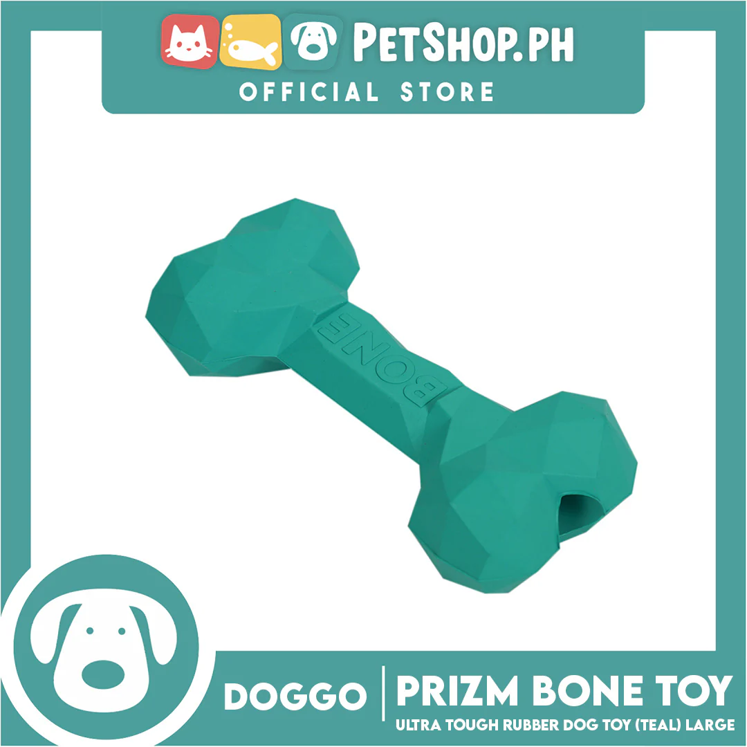 Doggo Prizm Bone Teal Color 6.5'' (Large Size) Ultra Tough Rubber Dog Toy - Image 2