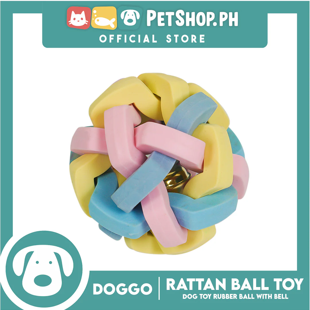 Doggo Rattan Ball Rubber with Bell (Large) Toy for Dog - Image 2