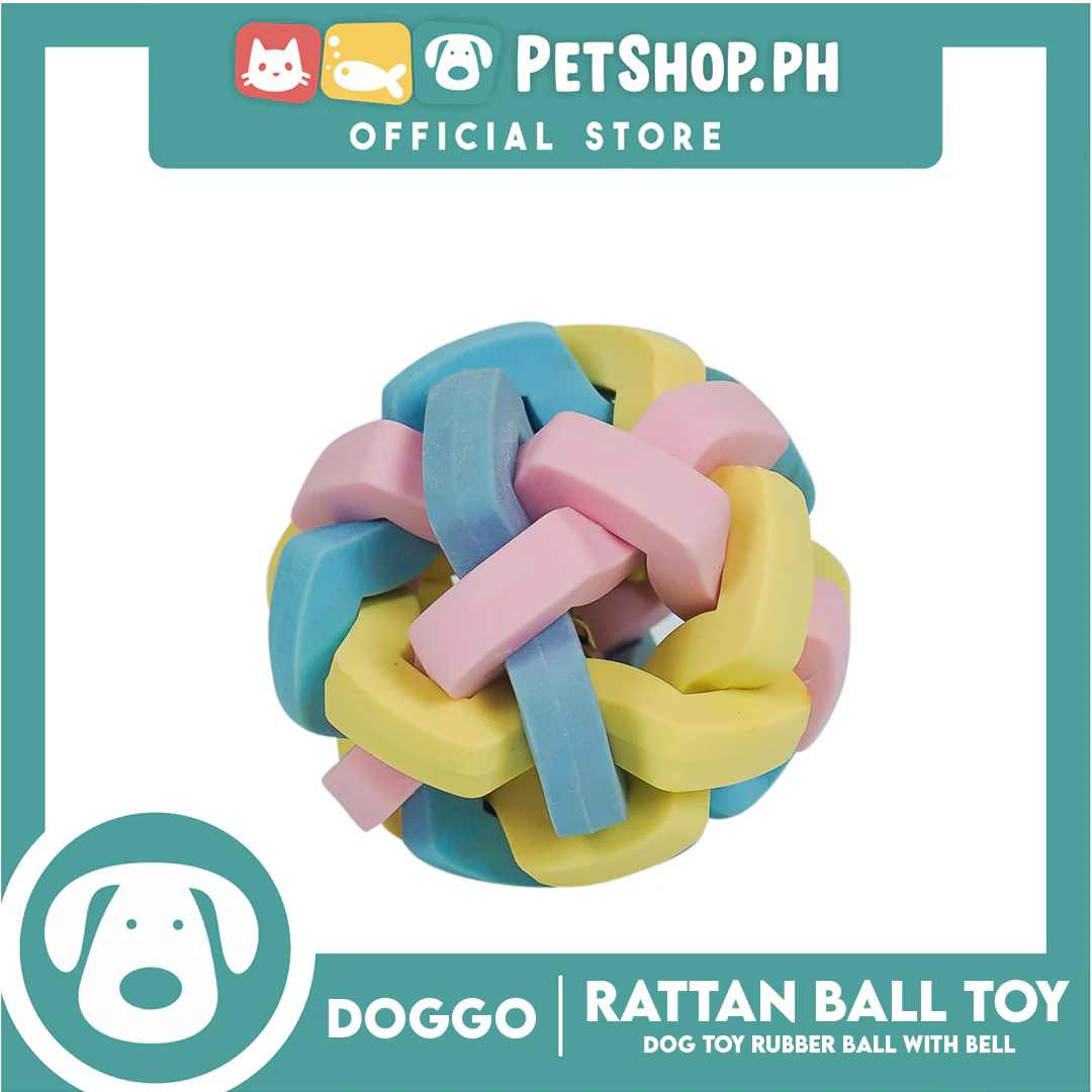 Doggo Rattan Ball Rubber with Bell (Large) Toy for Dog - Image 3