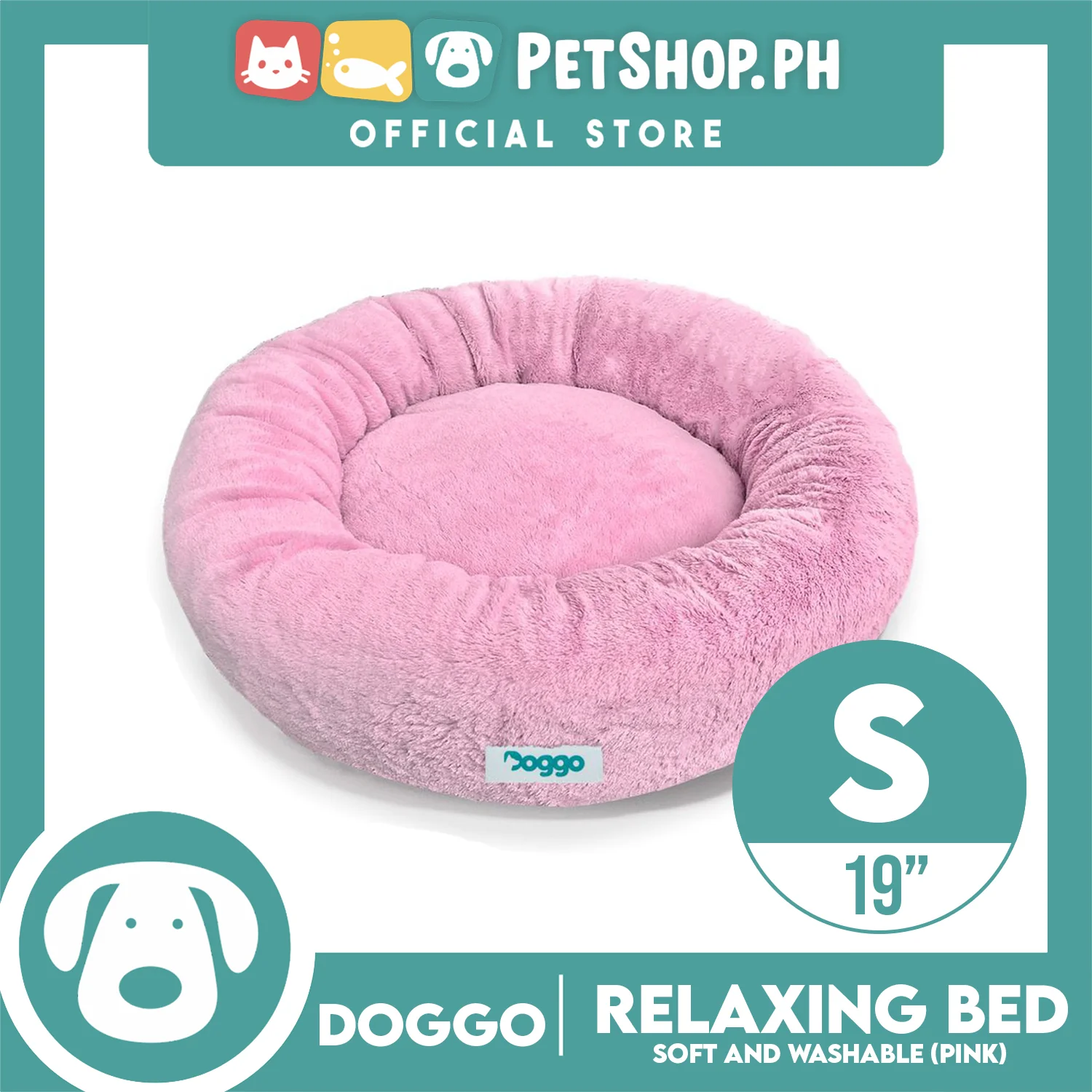 Doggo Relaxing Bed Pink (Small) Round Fur Bed Machine Washable