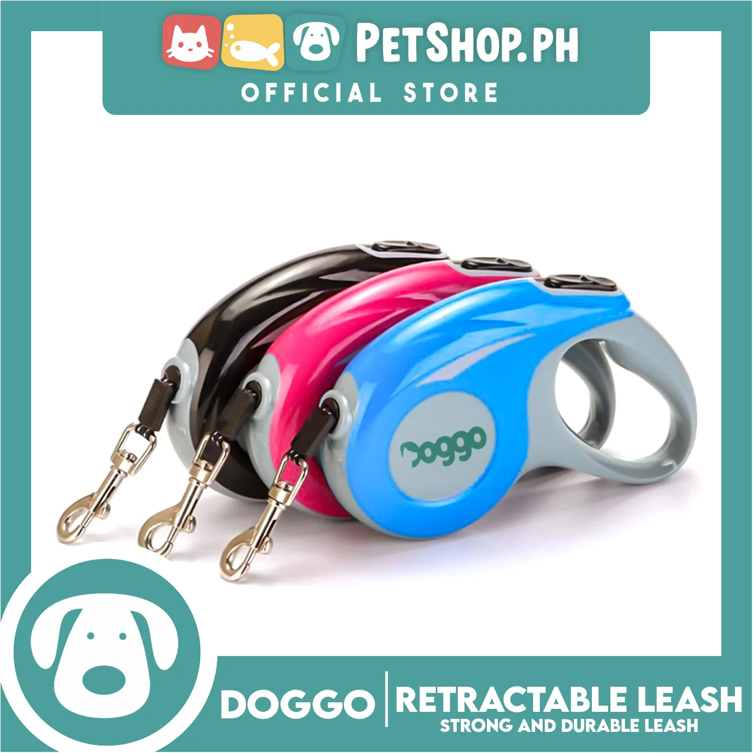 Doggo Retractable Leash 5M (Black) Strong And Durable, In Comfort And Control Running And Convenient - Image 3