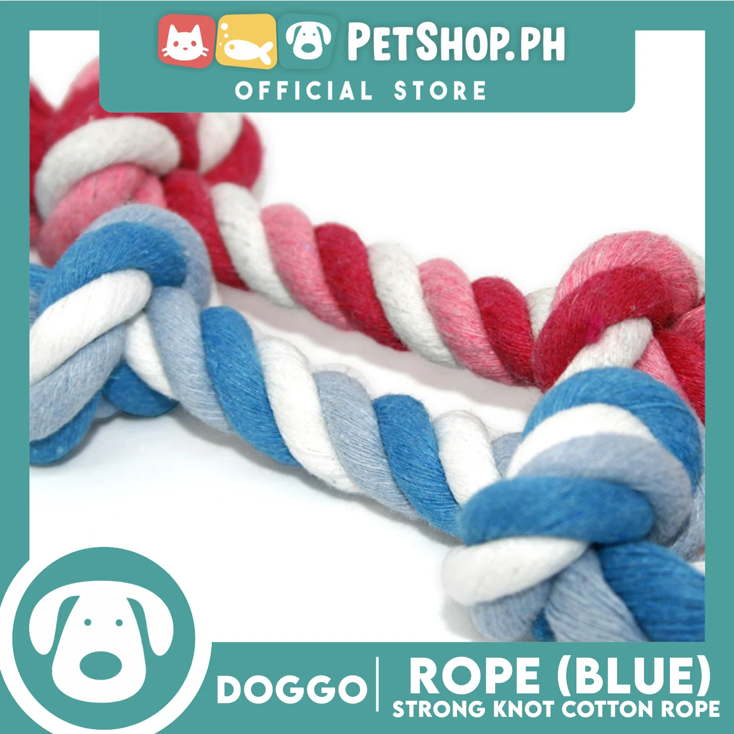 Doggo Rope Thick Fiber 13' ' Extra Large Size (Blue) Perfect Toy for Dog - Image 3