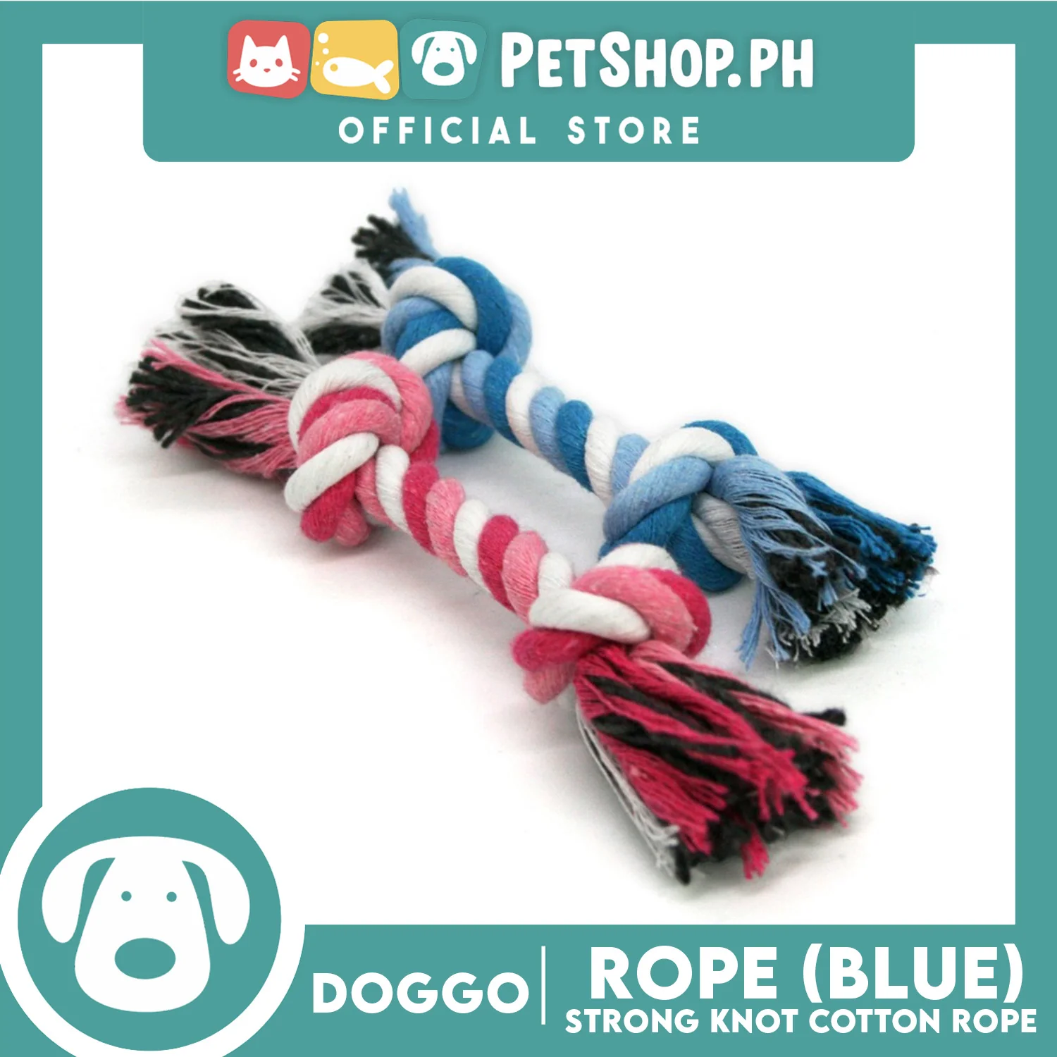 Doggo Rope Thick Fiber 4.5' ' Small Size (Blue) Perfect Toy for Dog - Image 3
