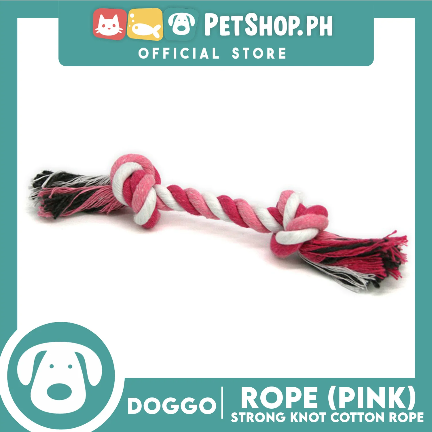 Doggo Rope Thick Fiber 4'' Extra Small Size (Pink) Perfect Toy for Dog - Image 3